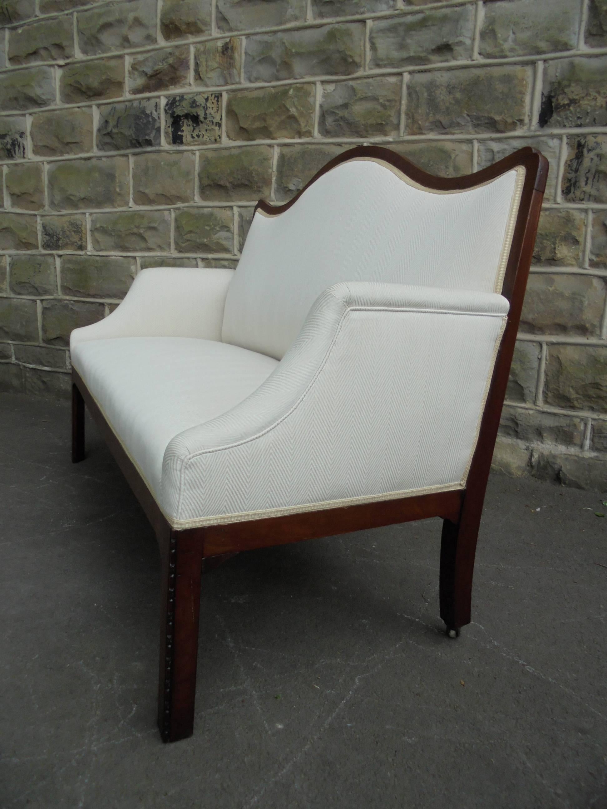 20th Century Antique English Upholstered Mahogany Sofa
