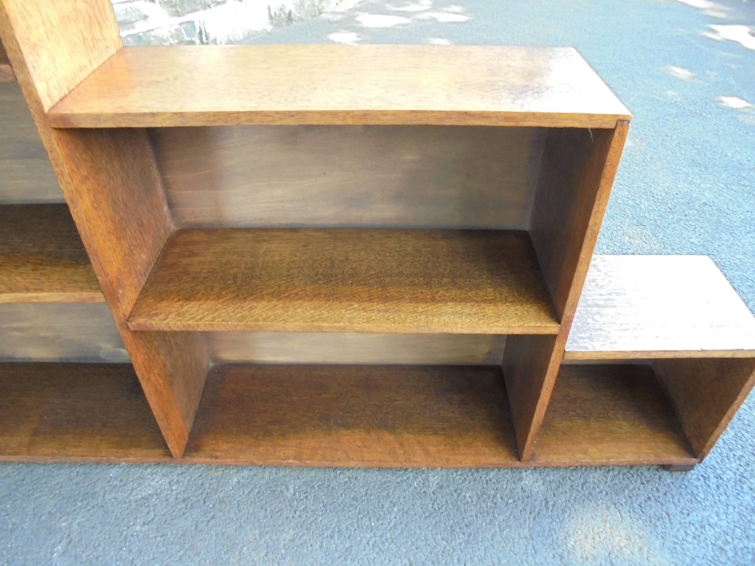 20th Century Antique Stepped Oak Bookcase in Manner of Heals