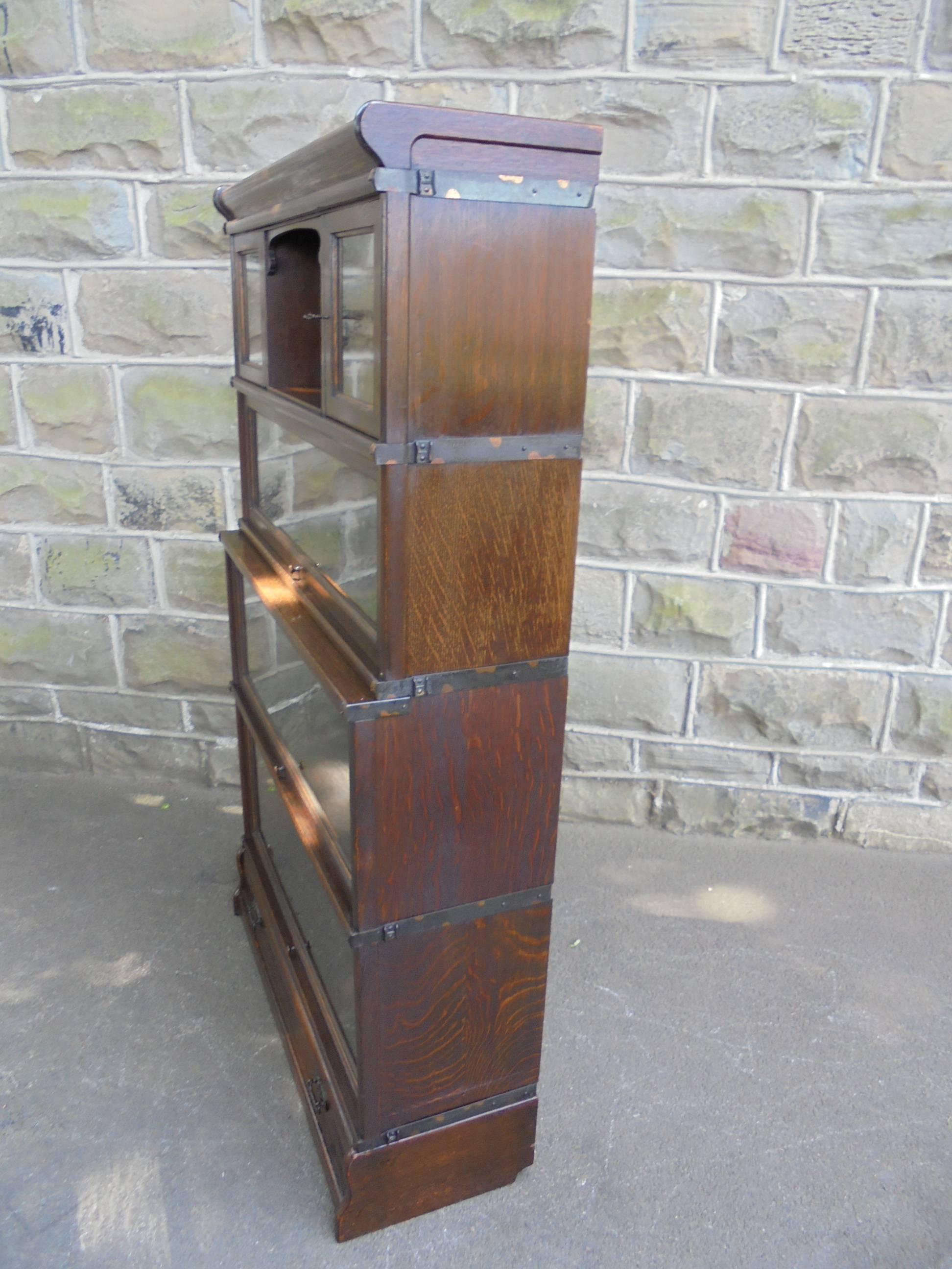 Edwardian Antique Oak Globewernicke Stacking Library Bookcase For Sale