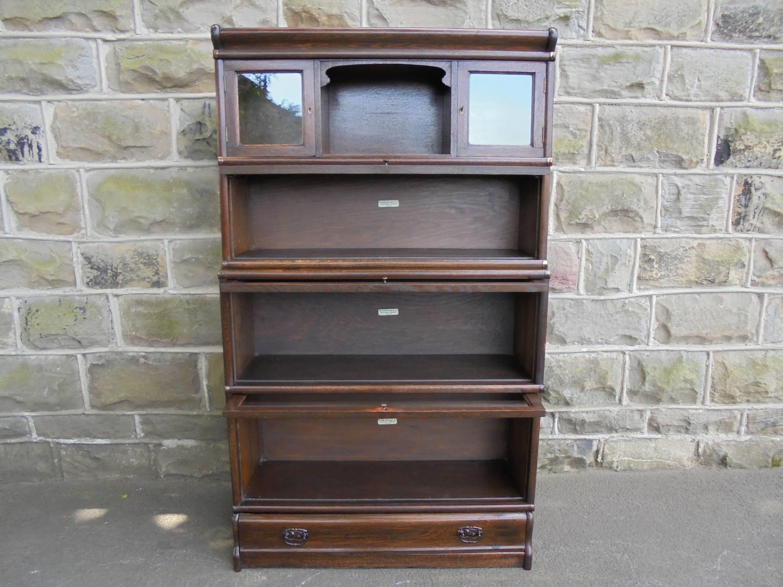 Antique Oak Globewernicke Stacking Library Bookcase For Sale 3