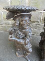Pair of Antique Carved Oak Black Forest Stools