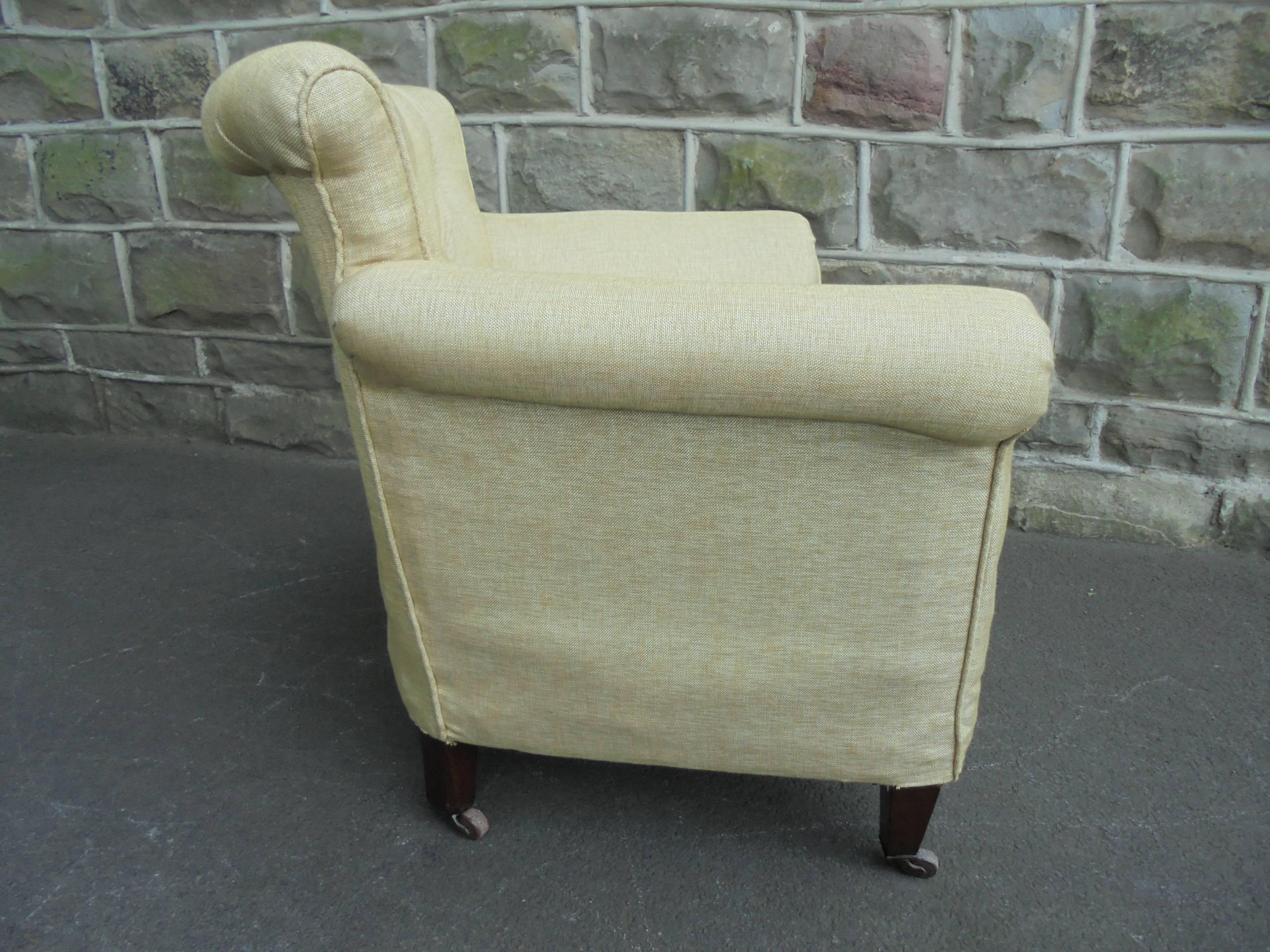 Edwardian Antique English Upholstered Armchair For Sale