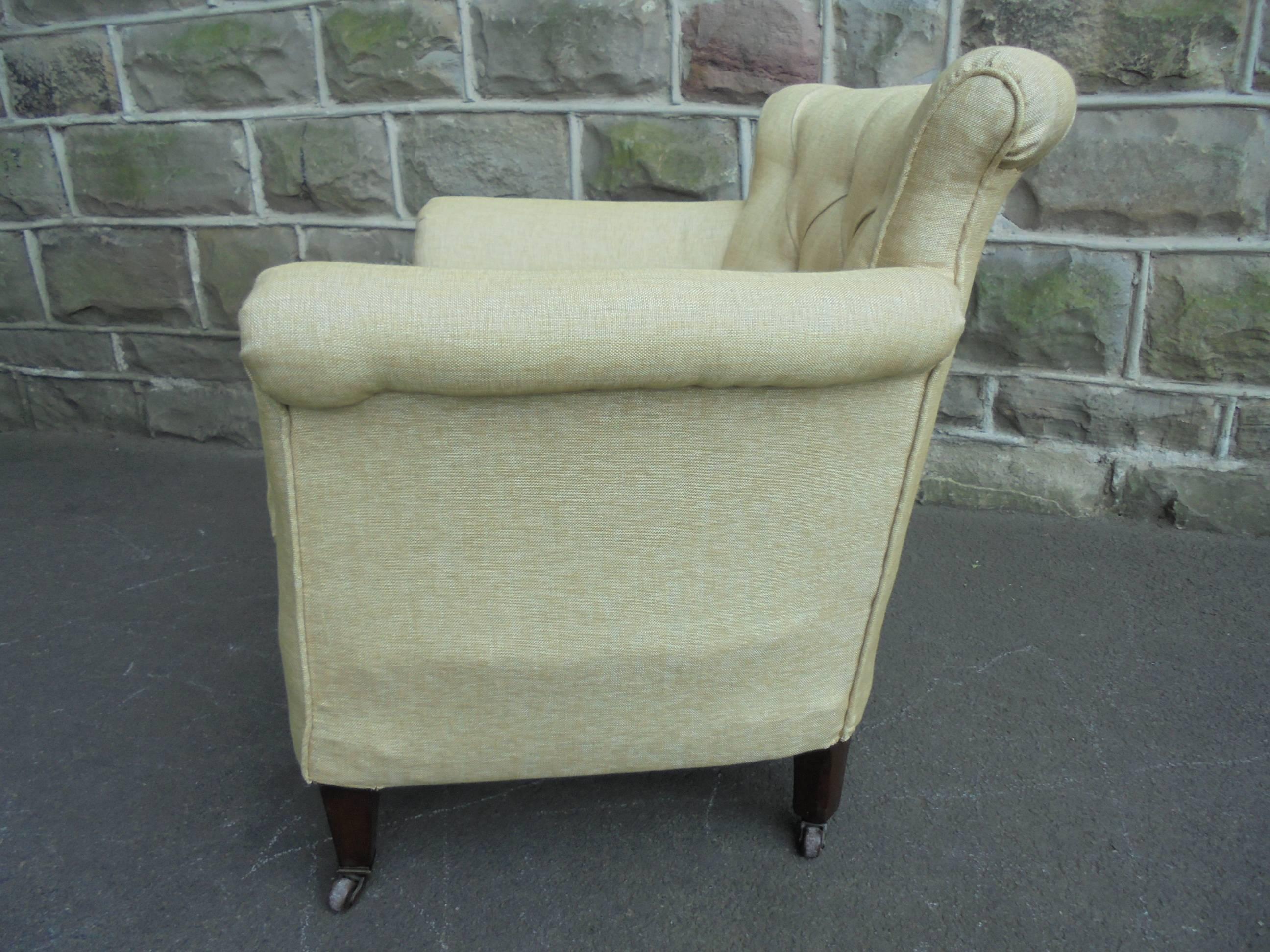 Antique English Upholstered Armchair In Good Condition For Sale In Wakefield, GB