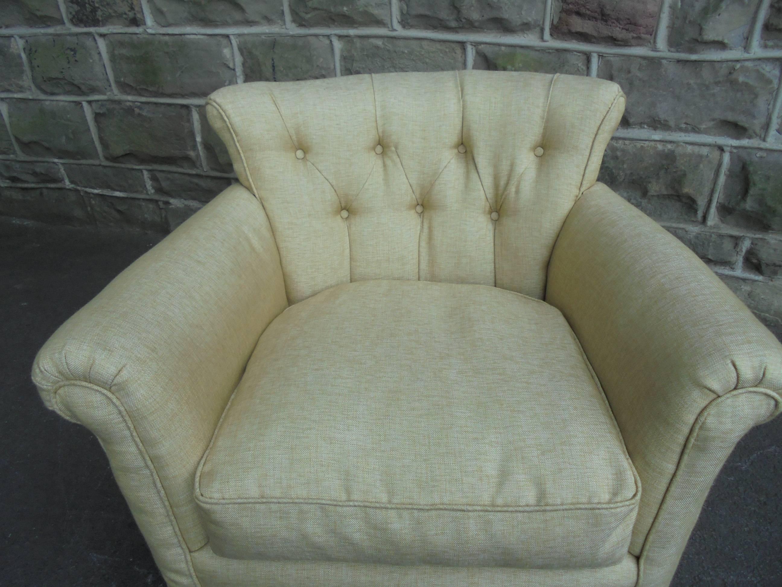 Upholstery Antique English Upholstered Armchair For Sale
