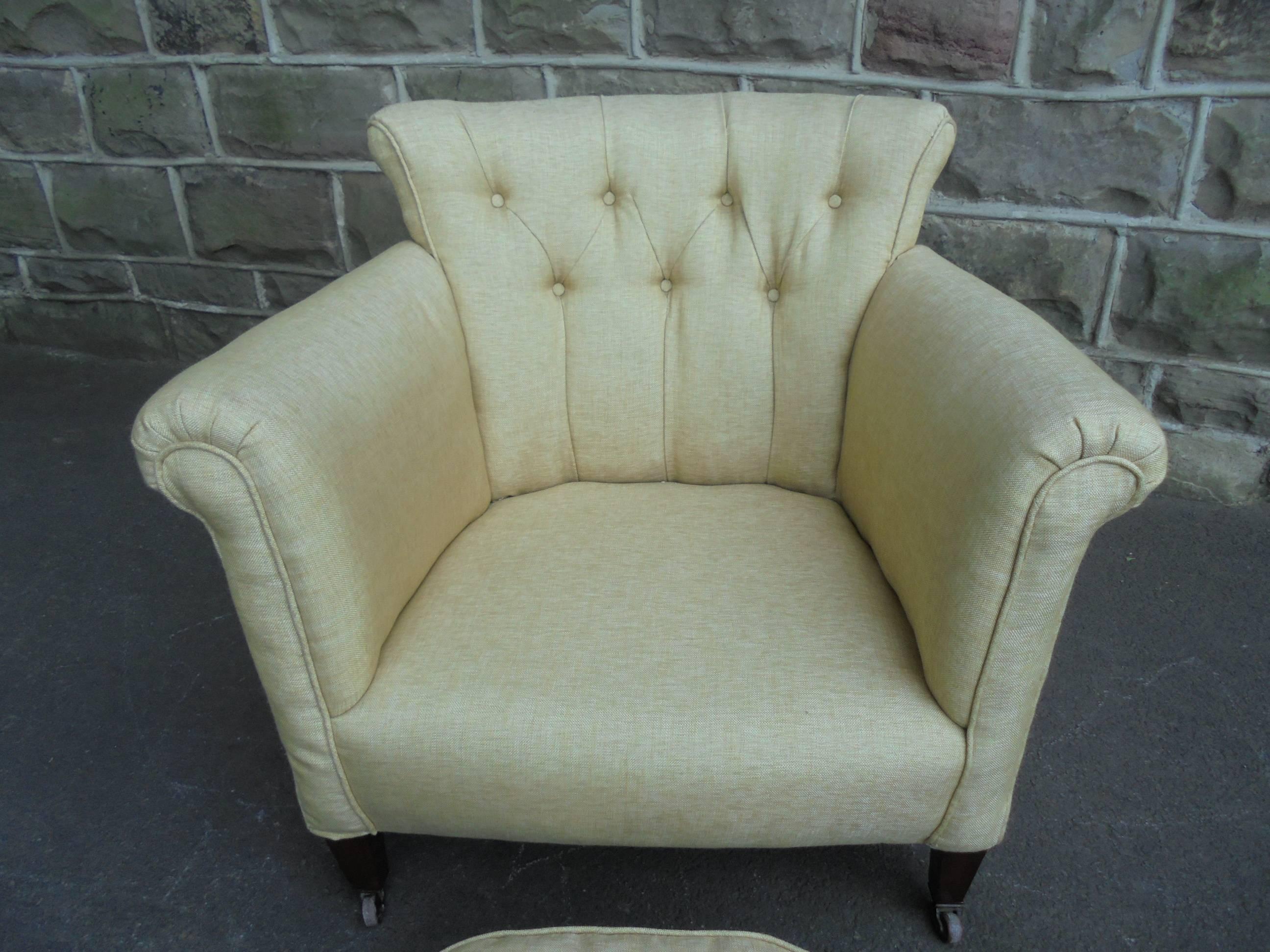 Antique English Upholstered Armchair For Sale 2