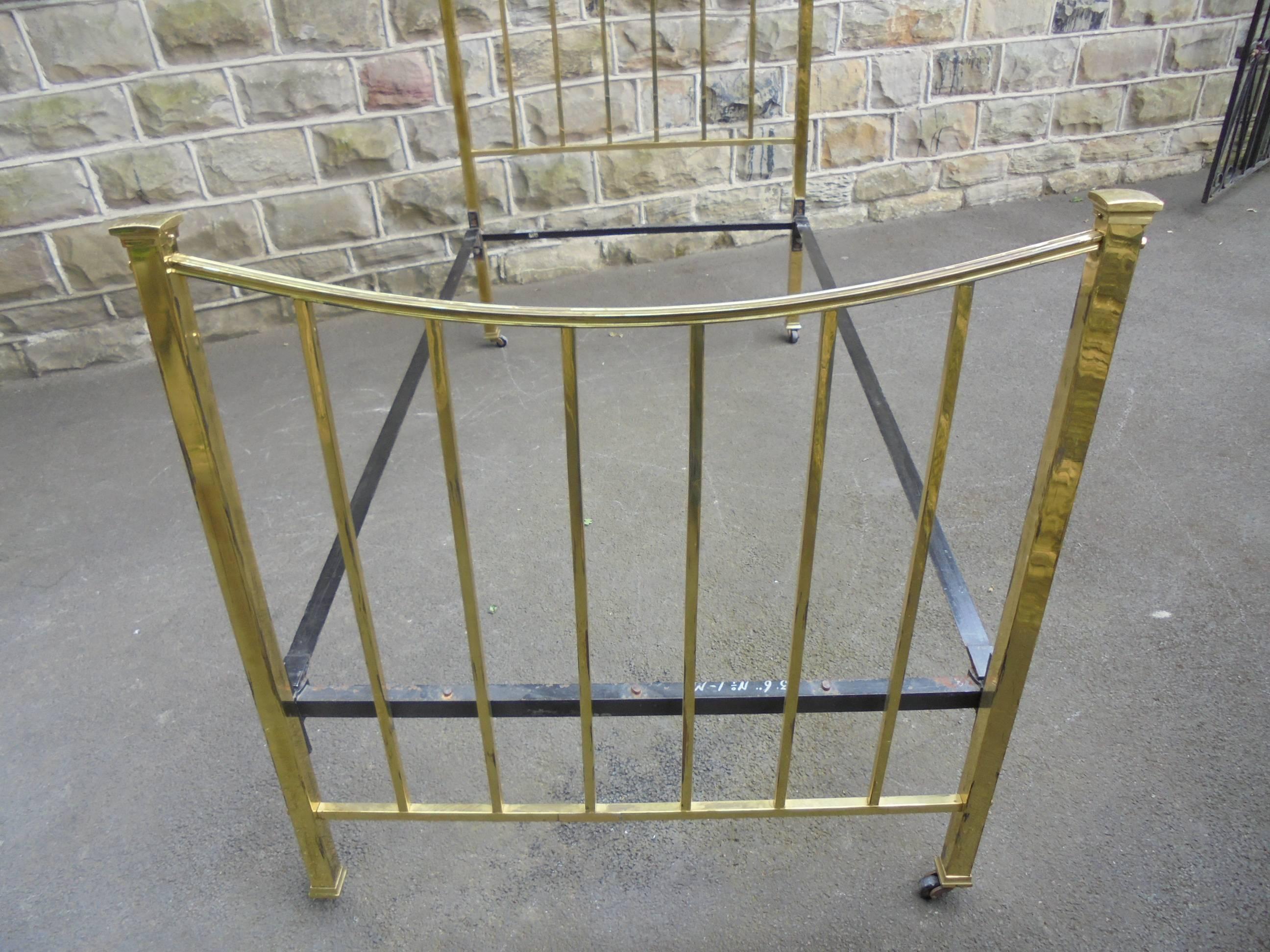 Edwardian Antique Brass Framed Single Bed Frame For Sale