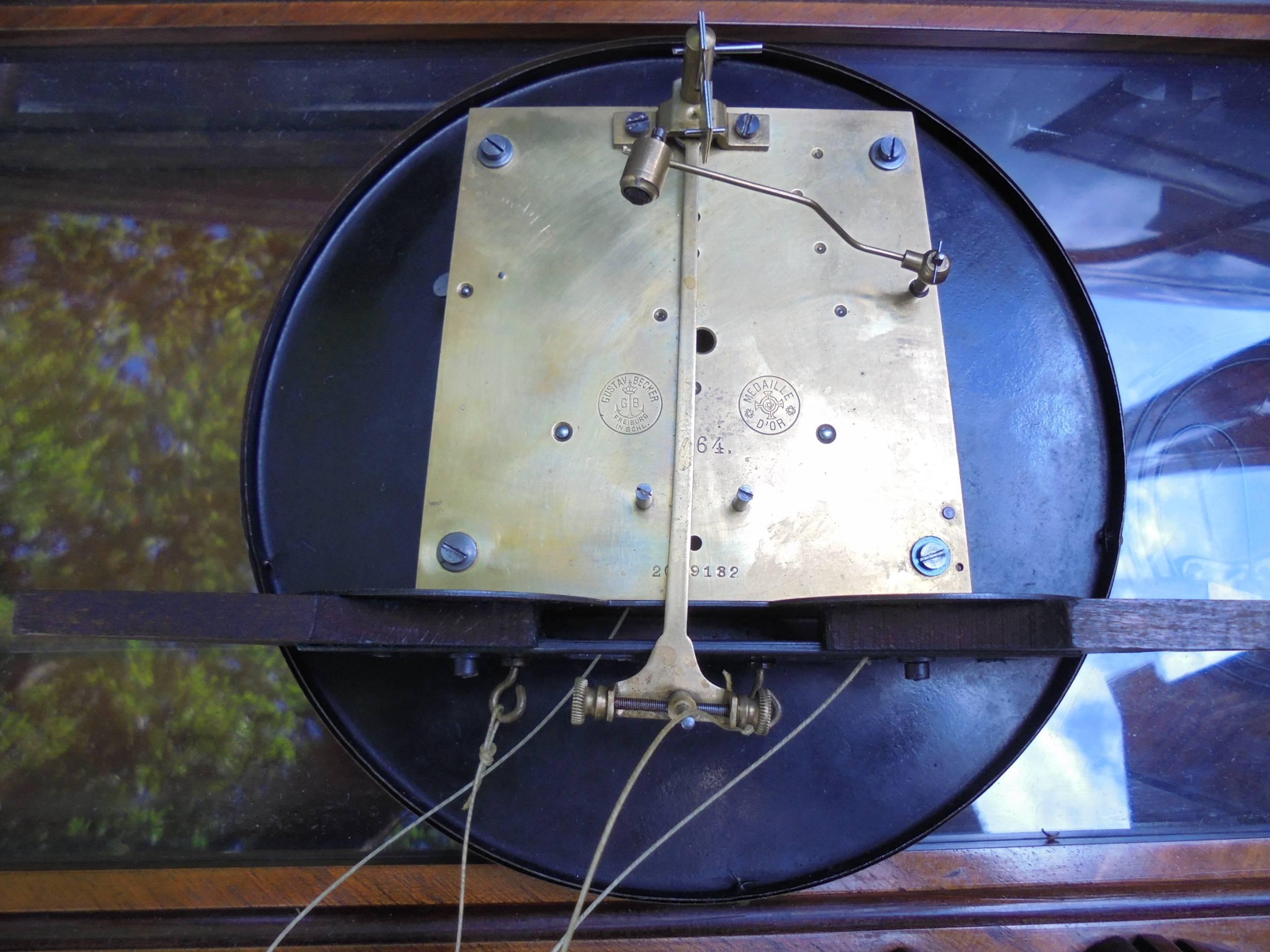 Antique Walnut Cased Double Weight Vienna Wall Clock Fattorini Bradford 3