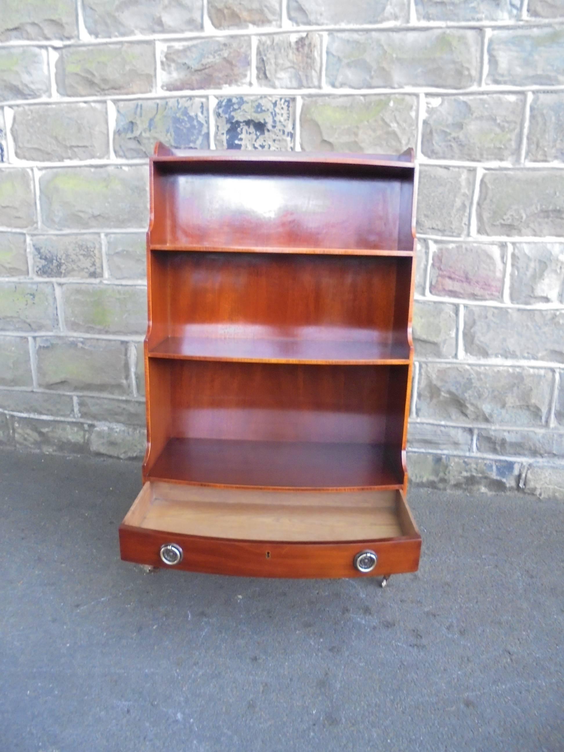 20th Century Antique Mahogany Waterfall Open Bookcase For Sale