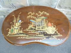 Antique Walnut and Chinoiserie Decorated Coffee Table