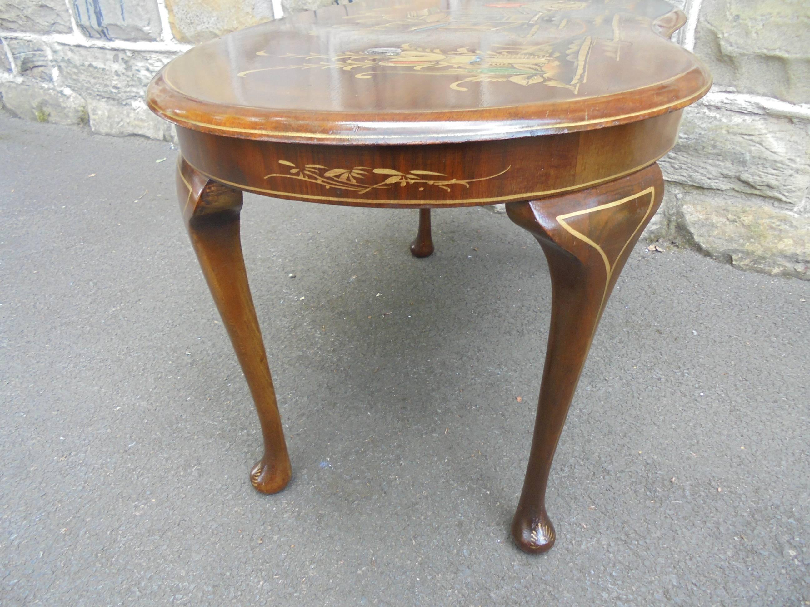 Antique Walnut and Chinoiserie Decorated Coffee Table For Sale 1