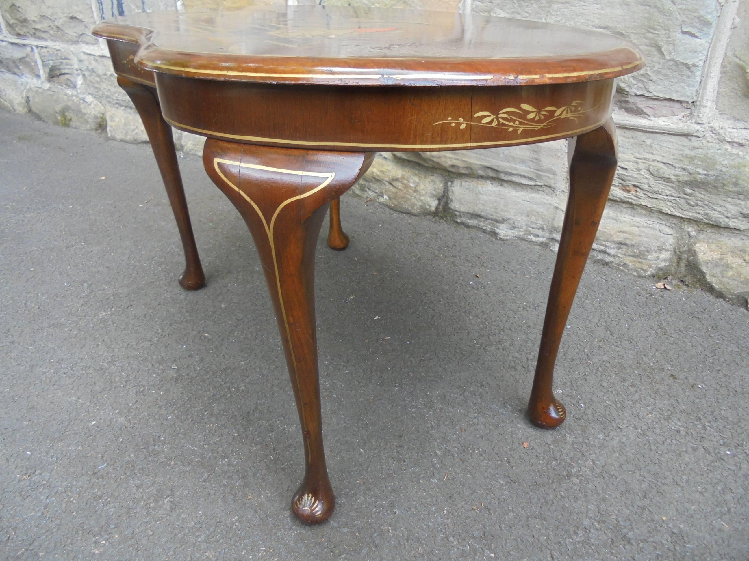 Antique Walnut and Chinoiserie Decorated Coffee Table For Sale 2