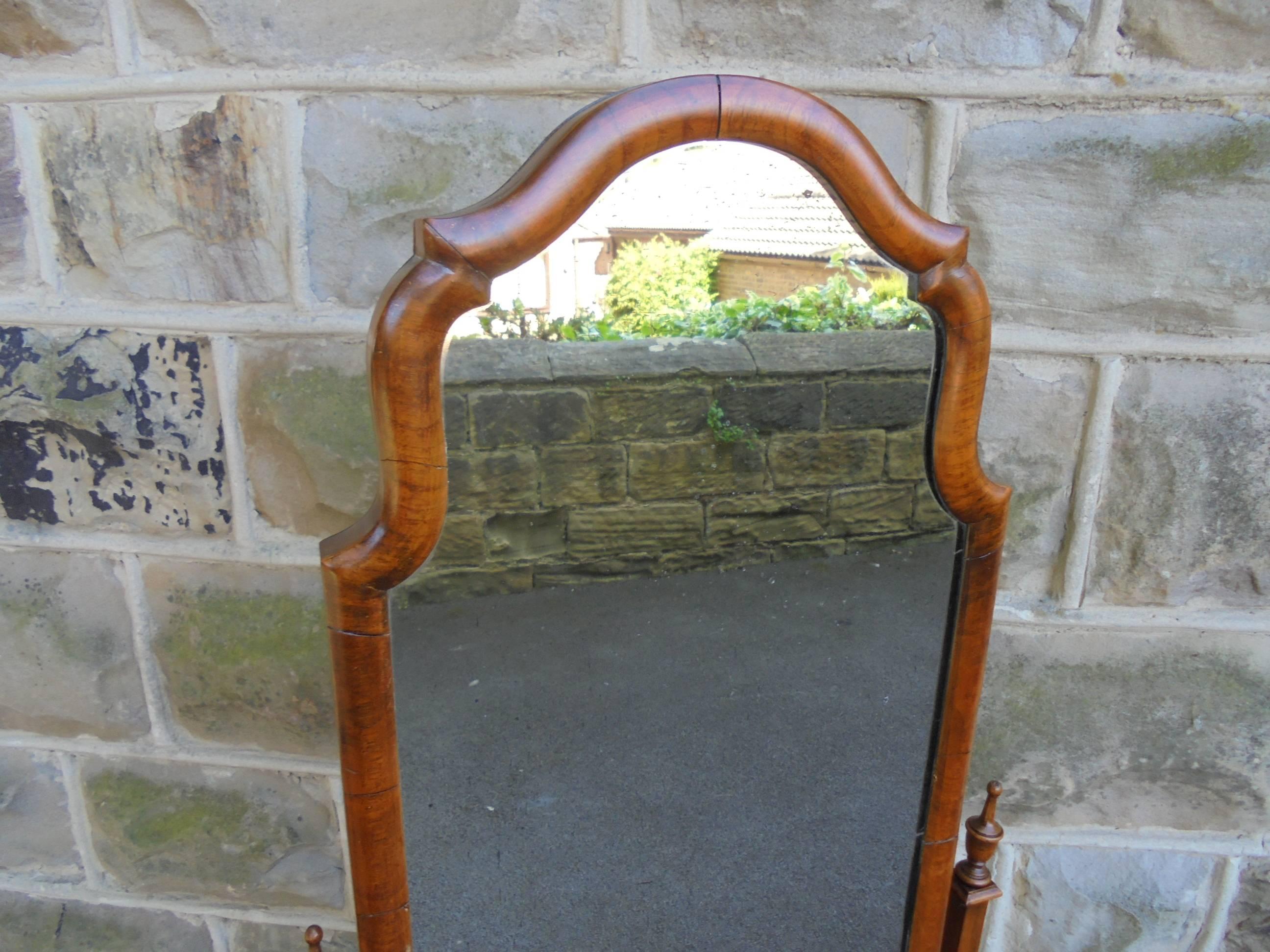 Antique Walnut Cheval Dressing Mirror In Good Condition For Sale In Wakefield, GB