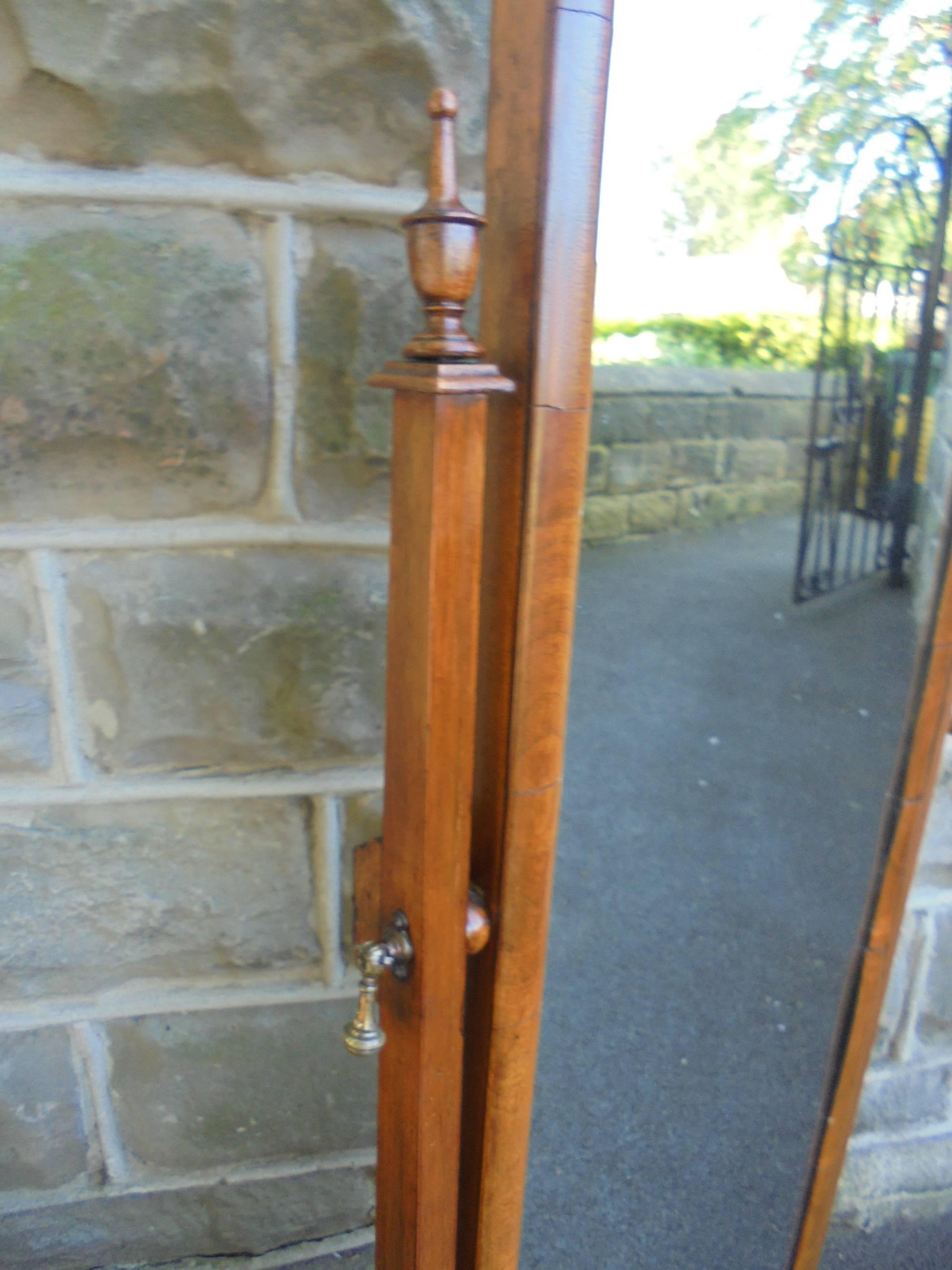 Antique Walnut Cheval Dressing Mirror For Sale 1