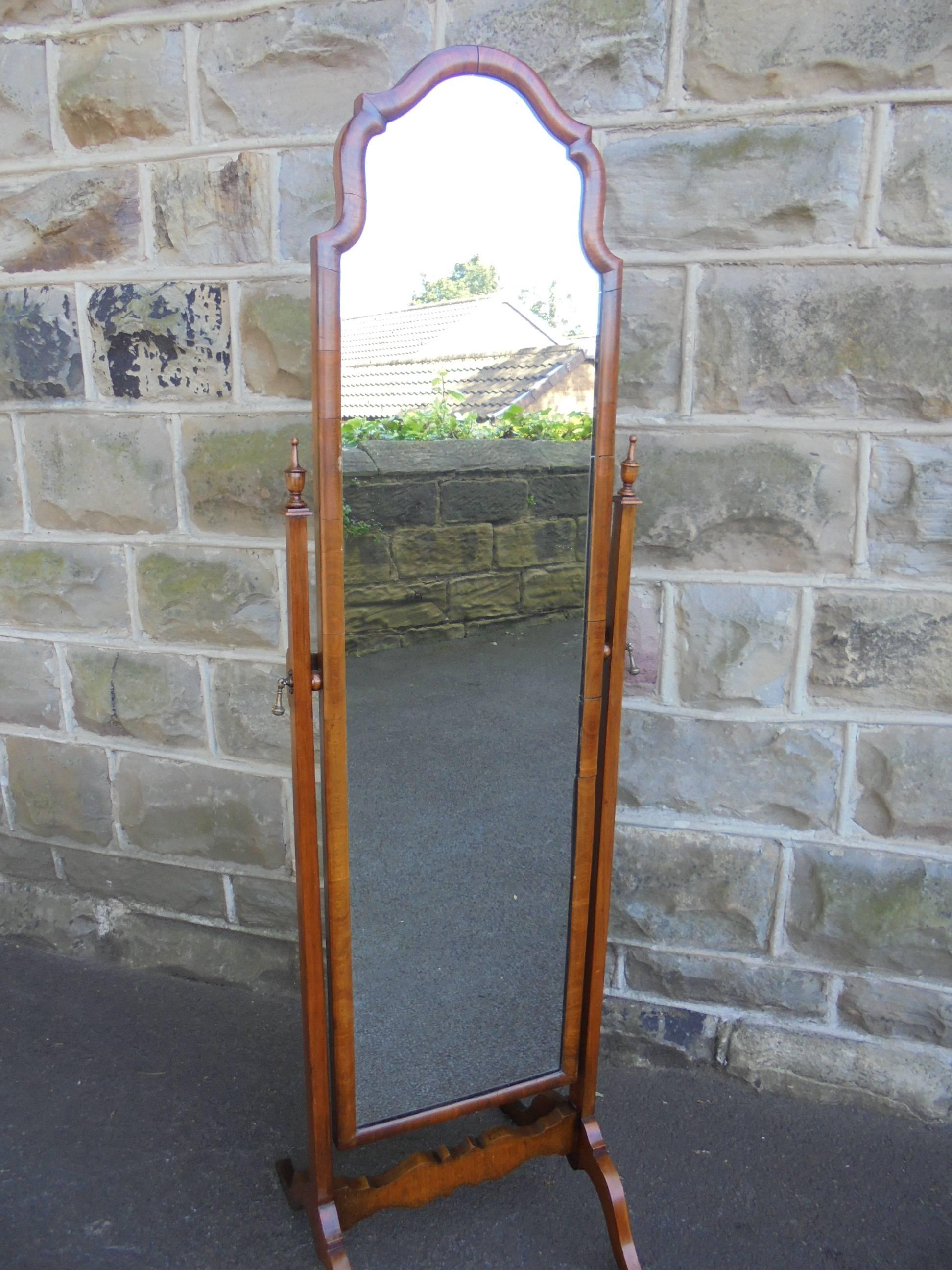 Antique Walnut Cheval Dressing Mirror For Sale 4