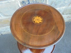 Antique Edwardian Inlaid Mahogany Two-Tier Wine Table