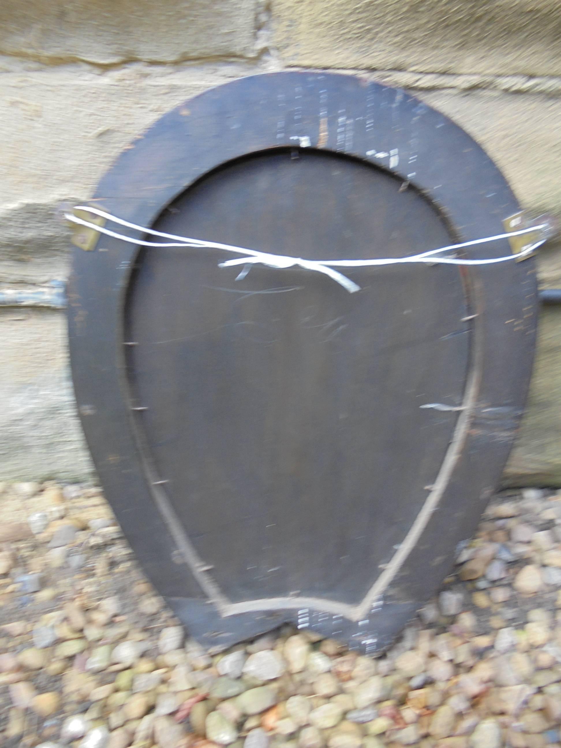 20th Century Antique Oak Horse Shoe Shaped Wall Mirror For Sale