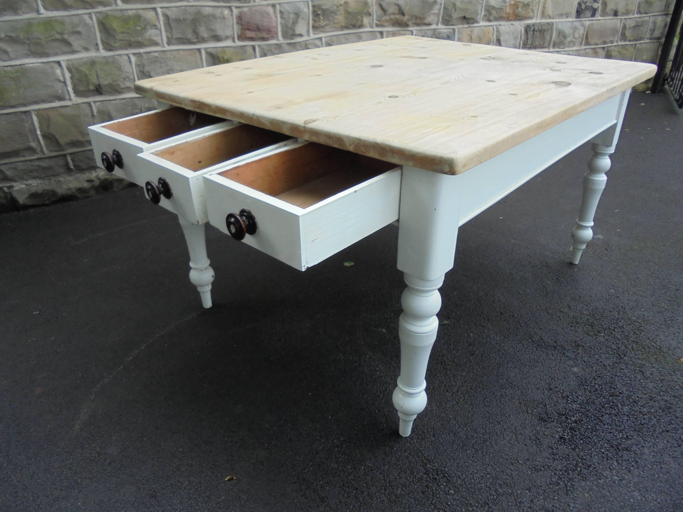 19th Century Antique English Pine Farmhouse Kitchen Table