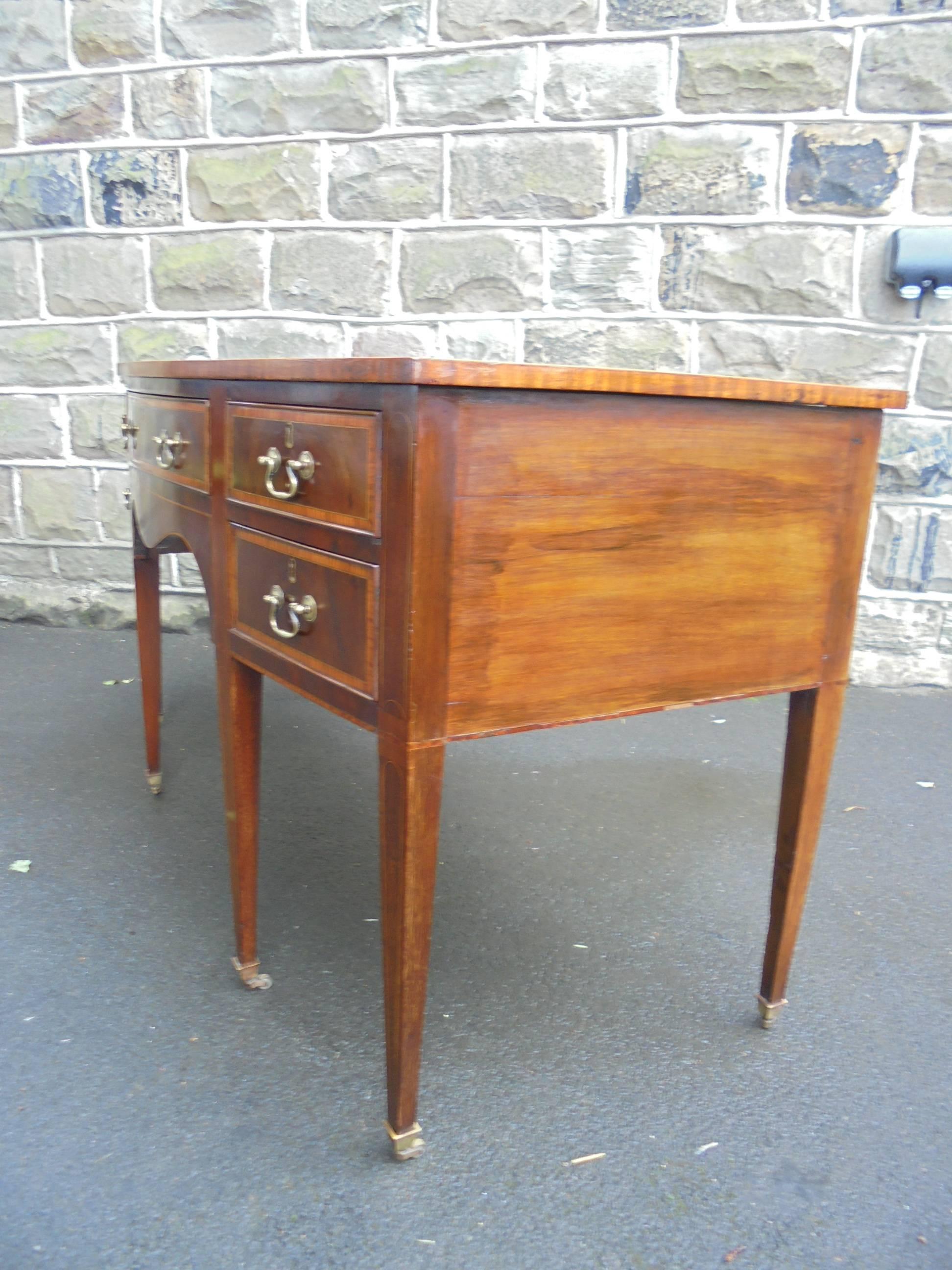 Antique Edwardian Inlaid Mahogany Writing Desk In Good Condition In Wakefield, GB