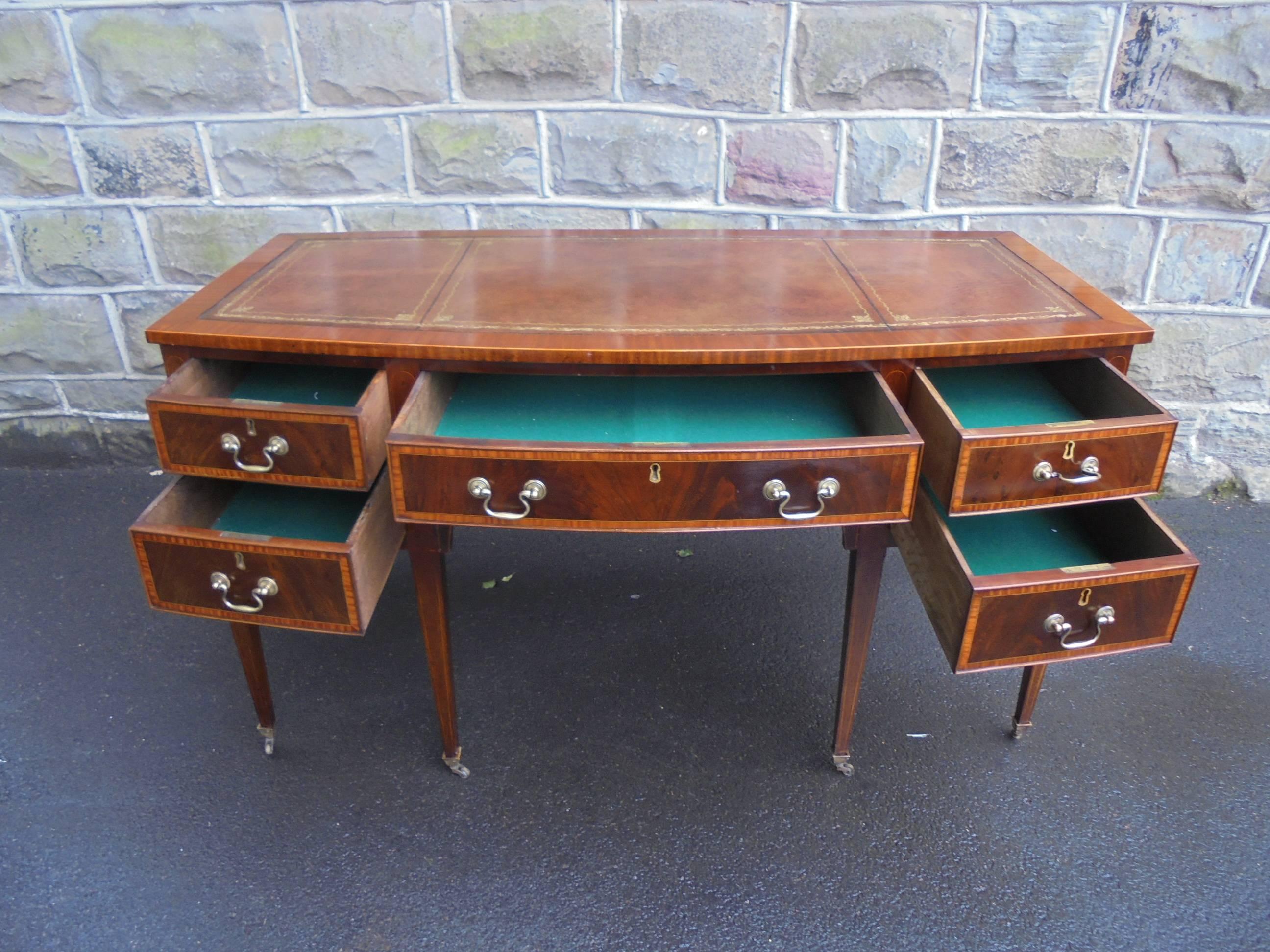 Antique Edwardian Inlaid Mahogany Writing Desk 1