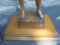 Pair of Antique Carved Wooden Figural Stands