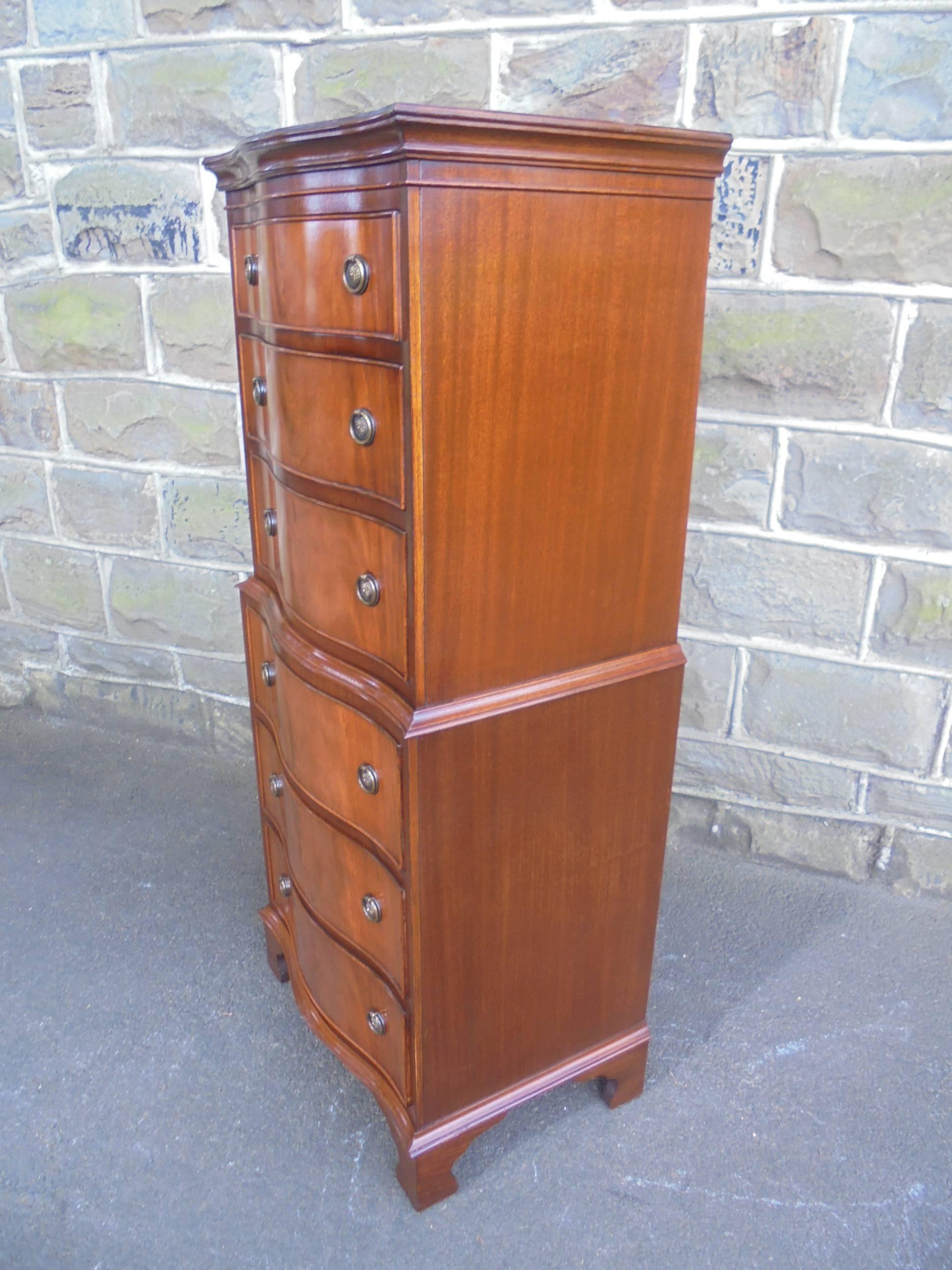Great Britain (UK) Antique Serpentine Mahogany Tallboy Chest Drawers For Sale