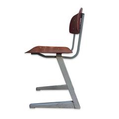 Mid-20th Century Set of Six Angular Pagwood Industrial Chairs