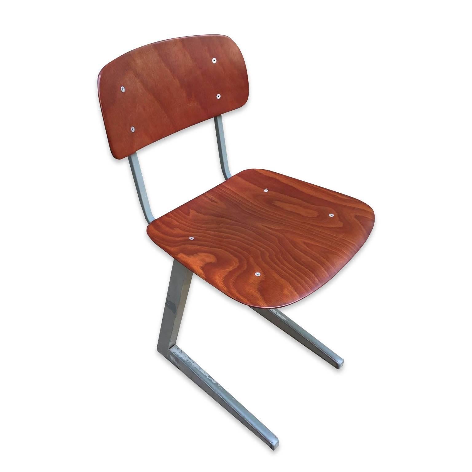 Mid-Century Modern Mid-20th Century Set of Six Angular Pagwood Industrial Chairs For Sale