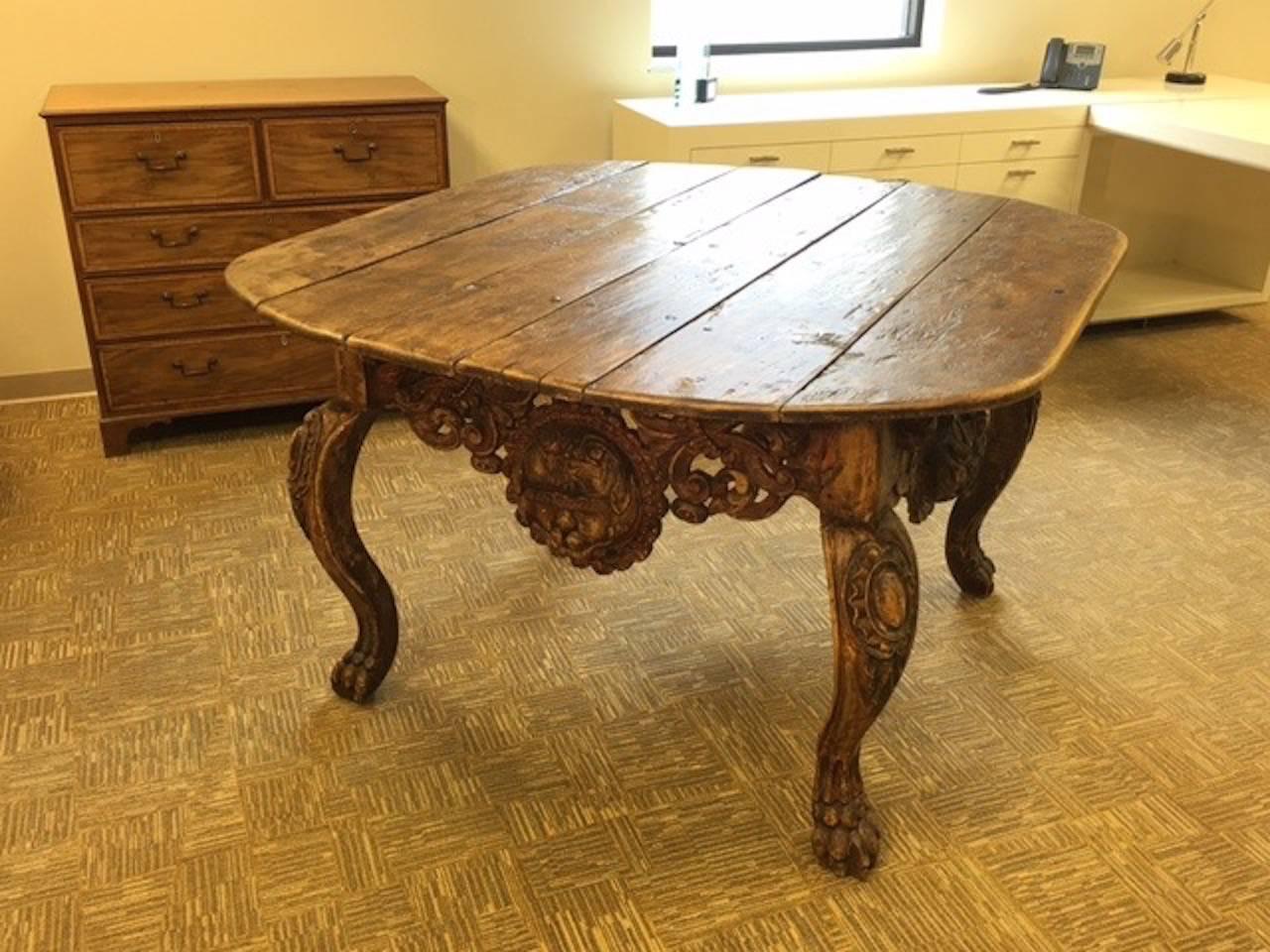 Carved Spanish Colonial Vestement Table For Sale