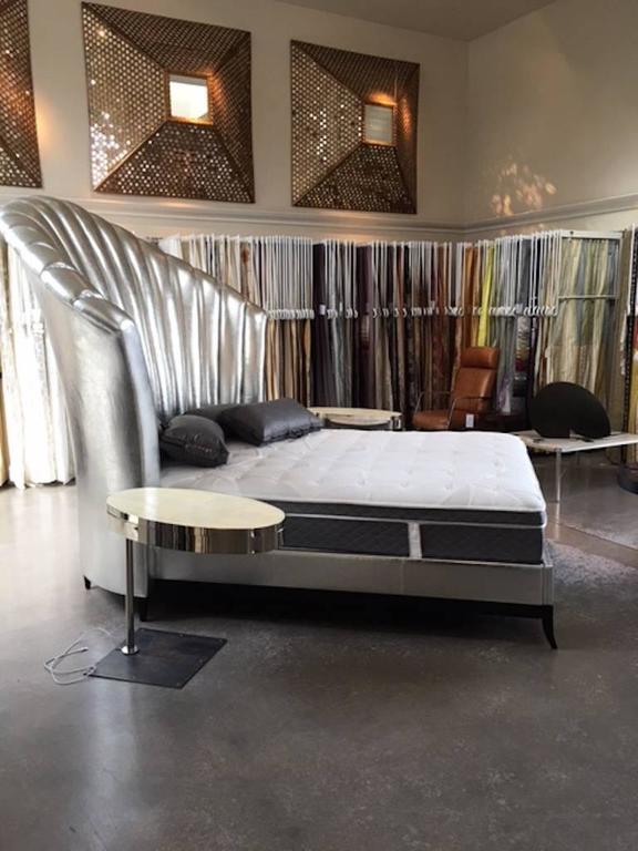 Silver Italian Leather Bed For Sale at 1stDibs