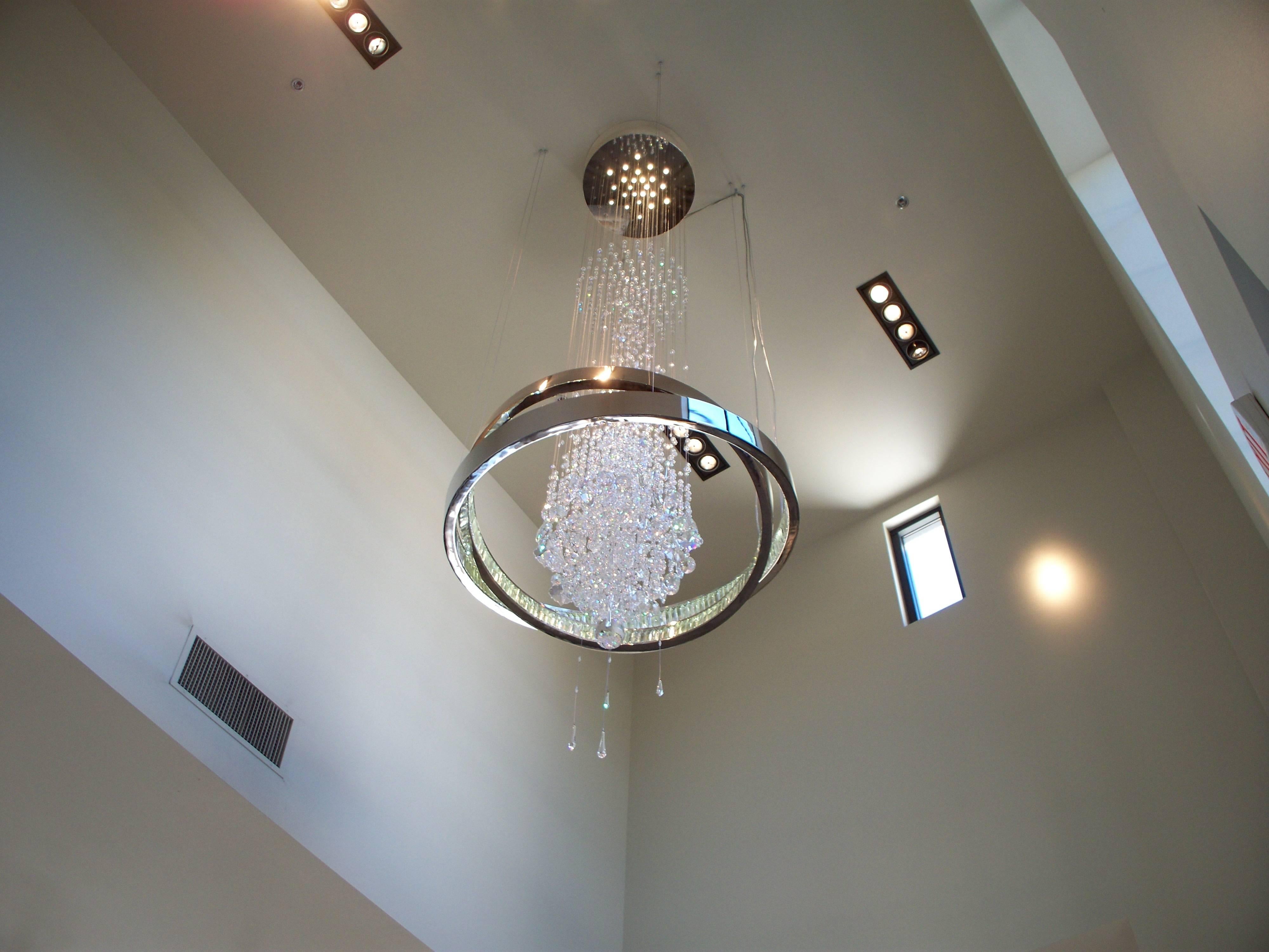 Canadian Crystal and Nickel Chandelier Custom-Made For Sale