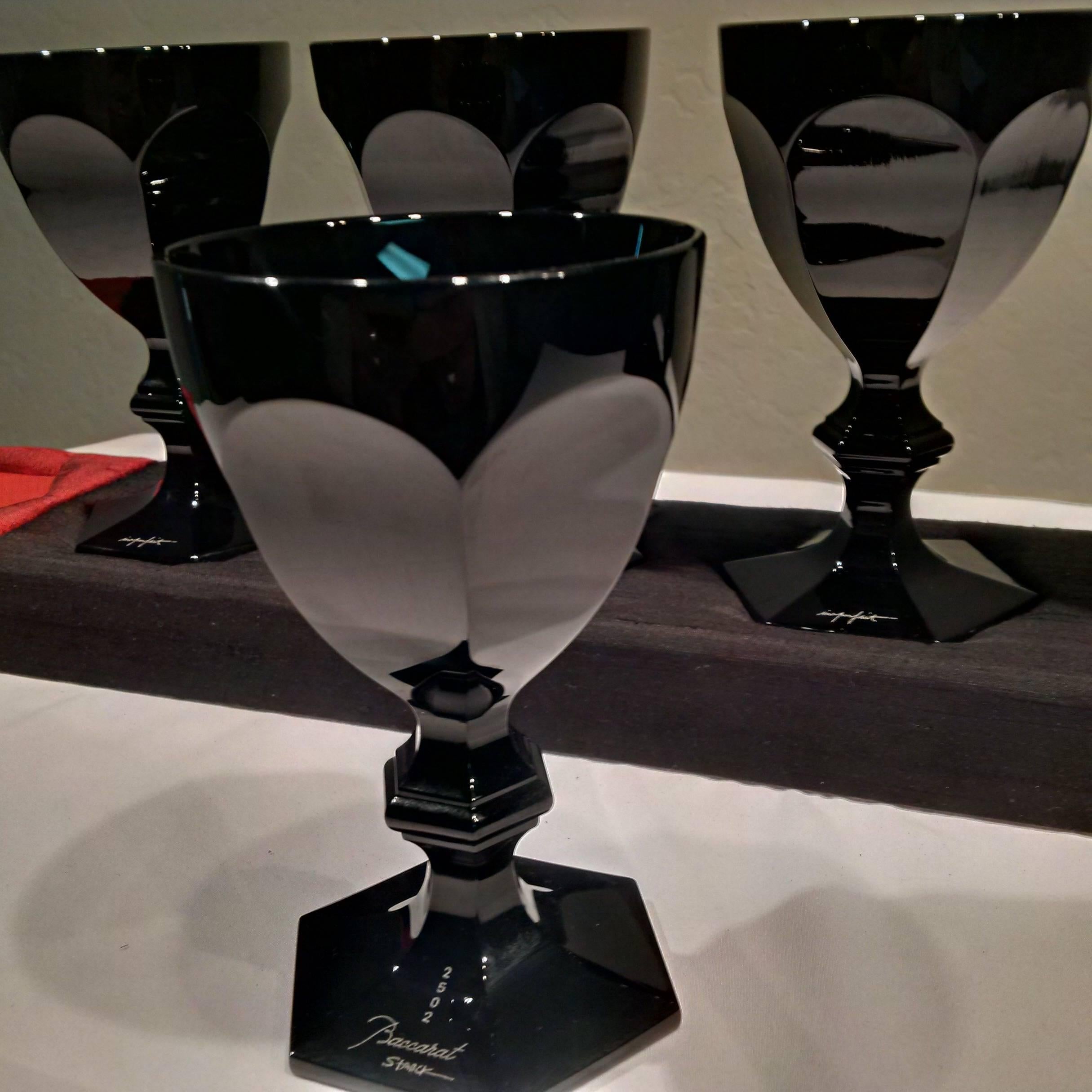 Contemporary Philippe Starck Harcourt Dark Side Baccarat Black Crystal Wine Glass Collection