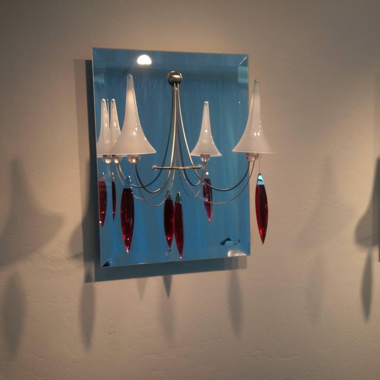 Baccarat Mirror and Crystal Wall Sconces For Sale at 1stdibs