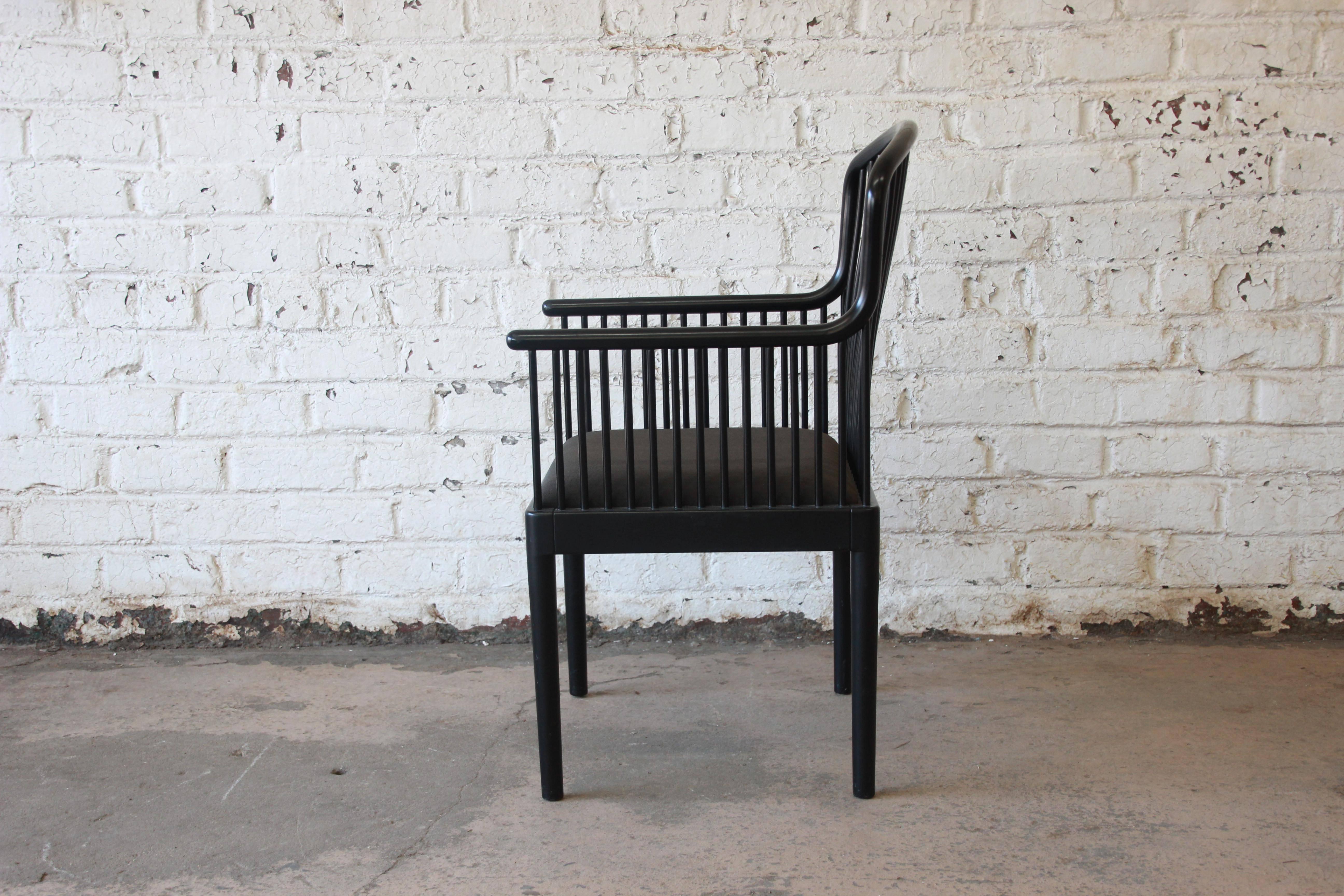Modern Stendig Andover Black Lacquer Spindle Dining Chairs, Set of Eight