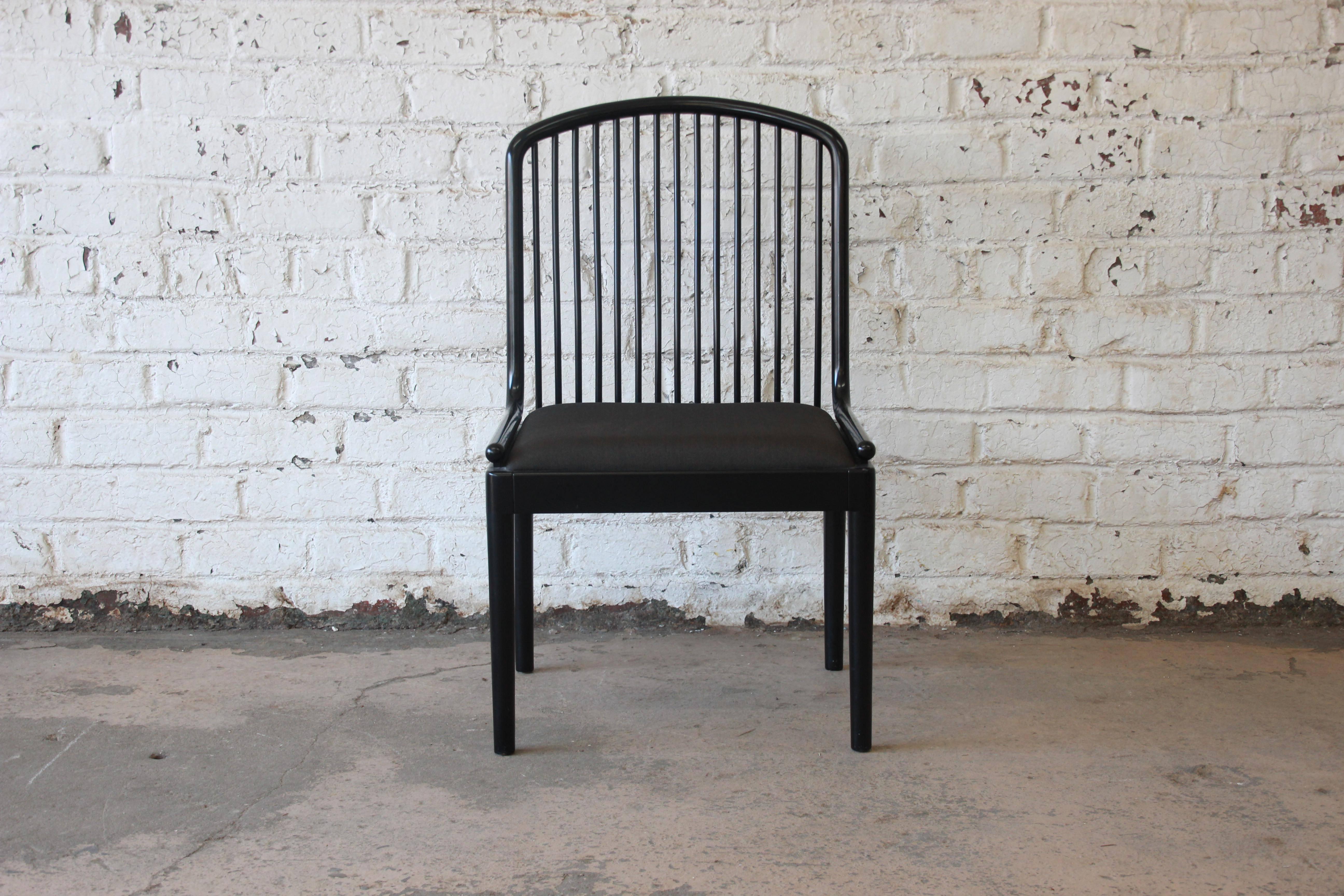 Stendig Andover Black Lacquer Spindle Dining Chairs, Set of Eight In Good Condition In South Bend, IN