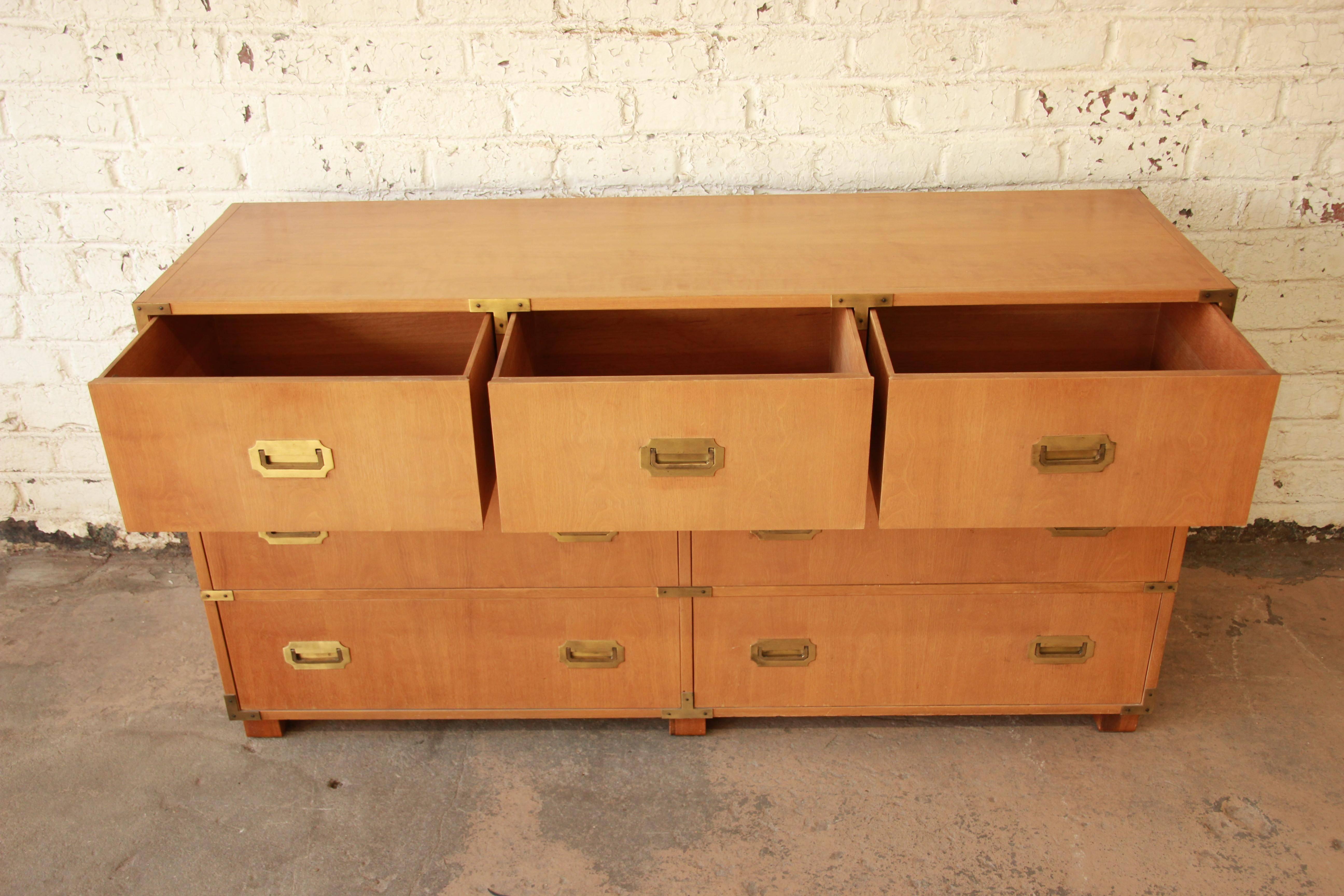 Baker Furniture Campaign-Style Chest of Drawers In Good Condition In South Bend, IN