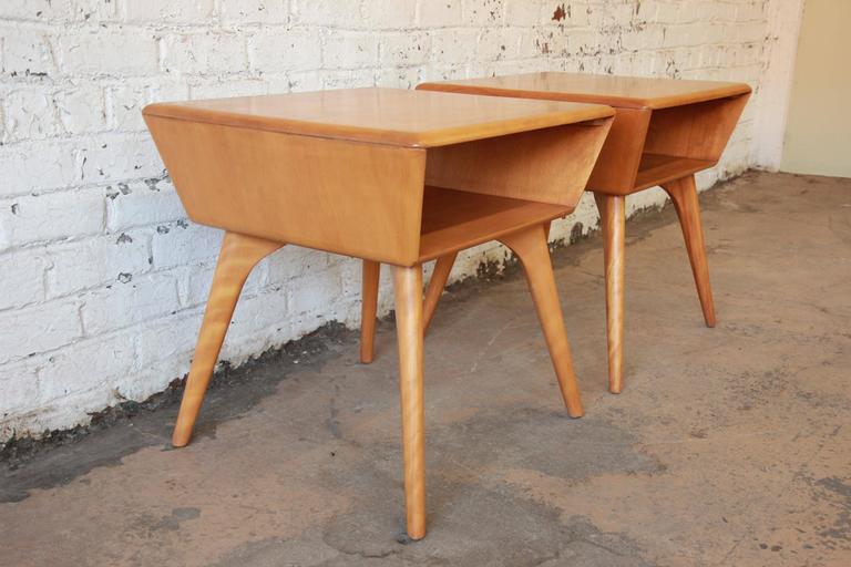Pair of MidCentury Heywood Wakefield Champagne Side Tables at 1stDibs