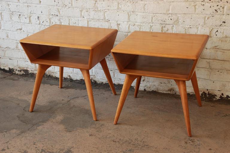Pair of MidCentury Heywood Wakefield Champagne Side Tables at 1stDibs