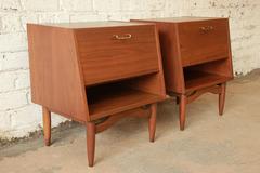 Merton Gershun Mid-Century Modern Walnut Nightstands