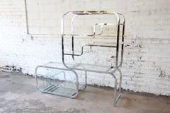 Milo Baughman Style Chrome and Glass Extendable Ètagerè by DIA