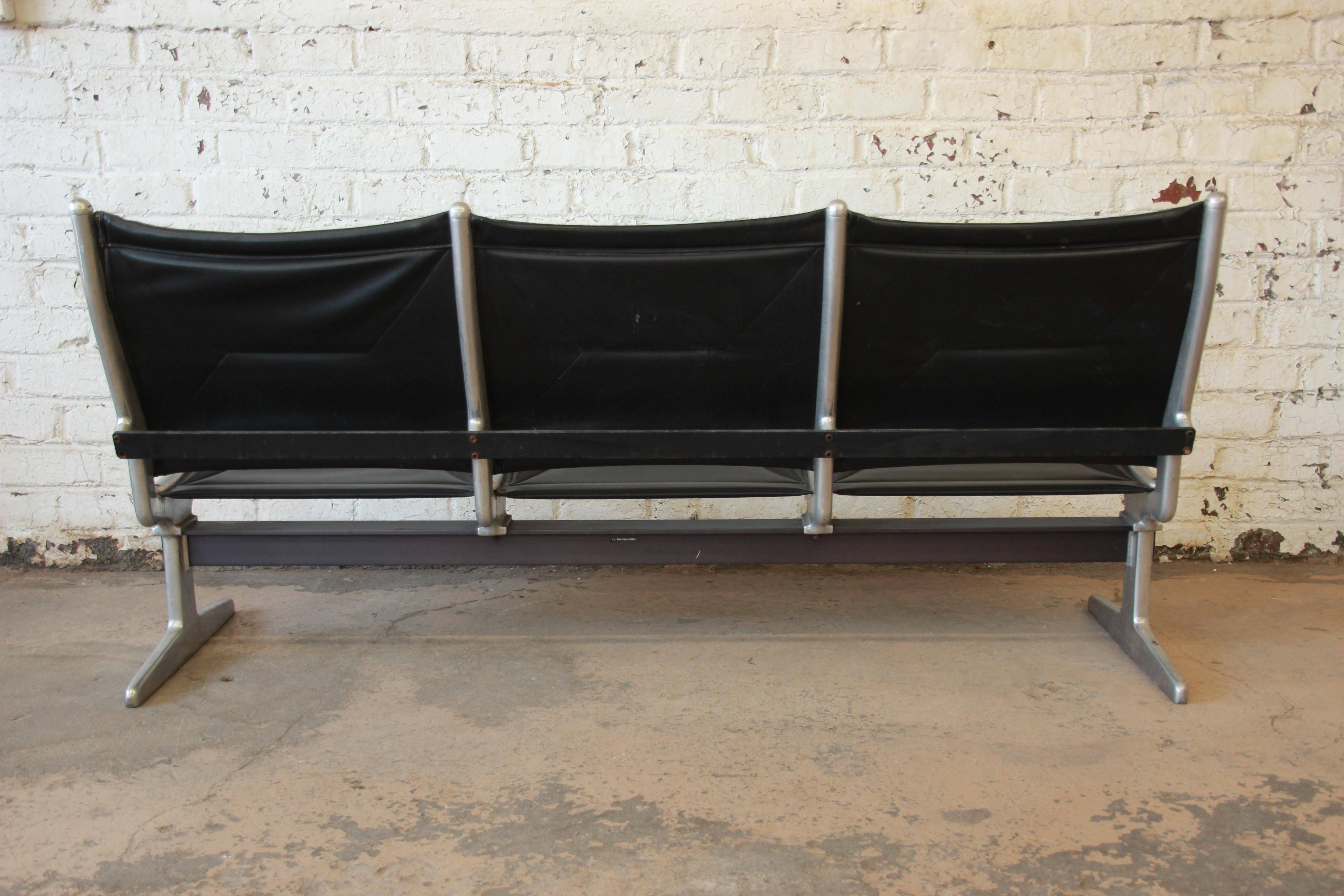 Mid-Century Modern Eames for Herman Miller Tandem Sling Airport Bench