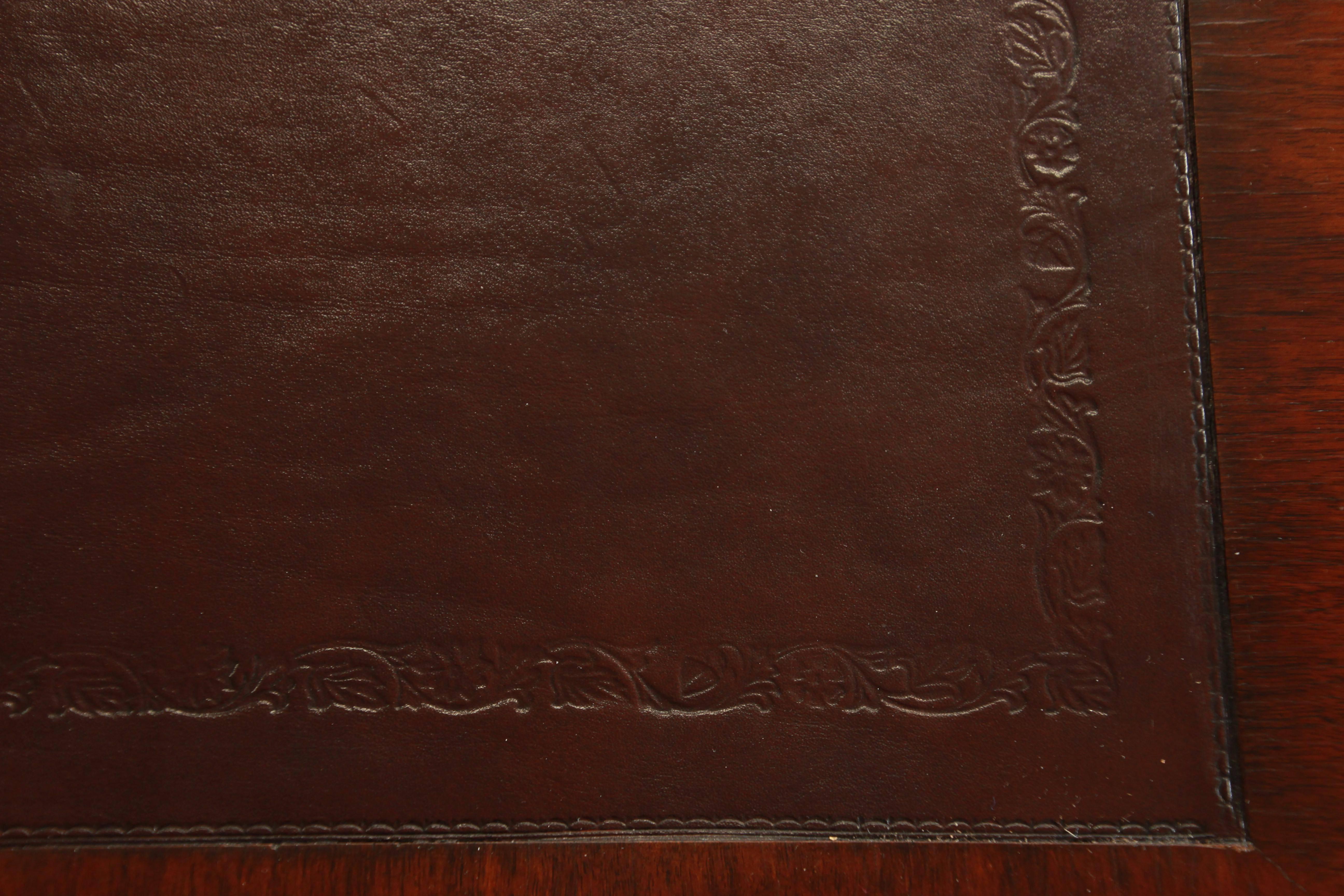 Late 20th Century John Widdicomb Burled Mahogany Leather Top Executive Desk