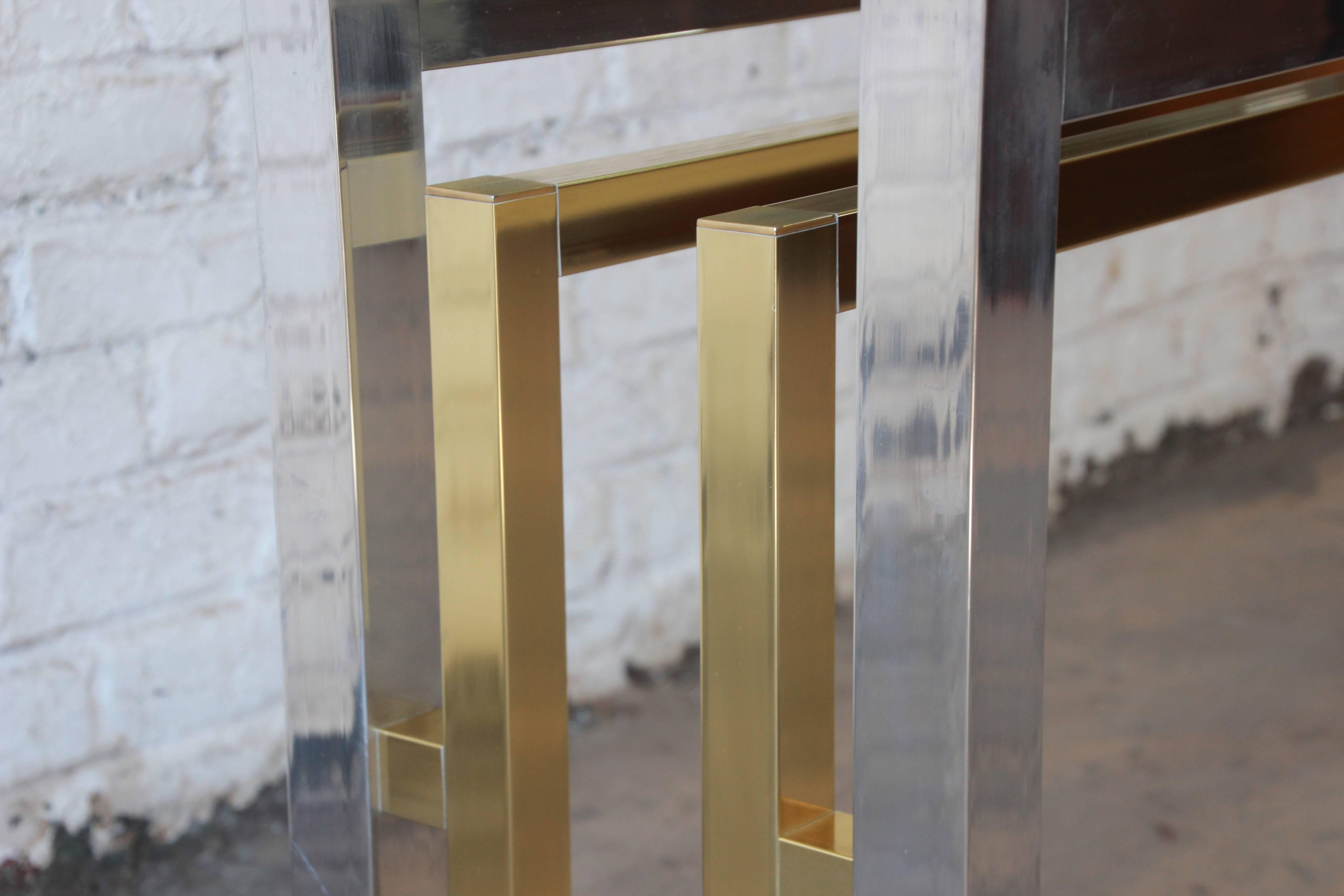 North American Chrome and Brass Console Table in the Style of Romeo Rega
