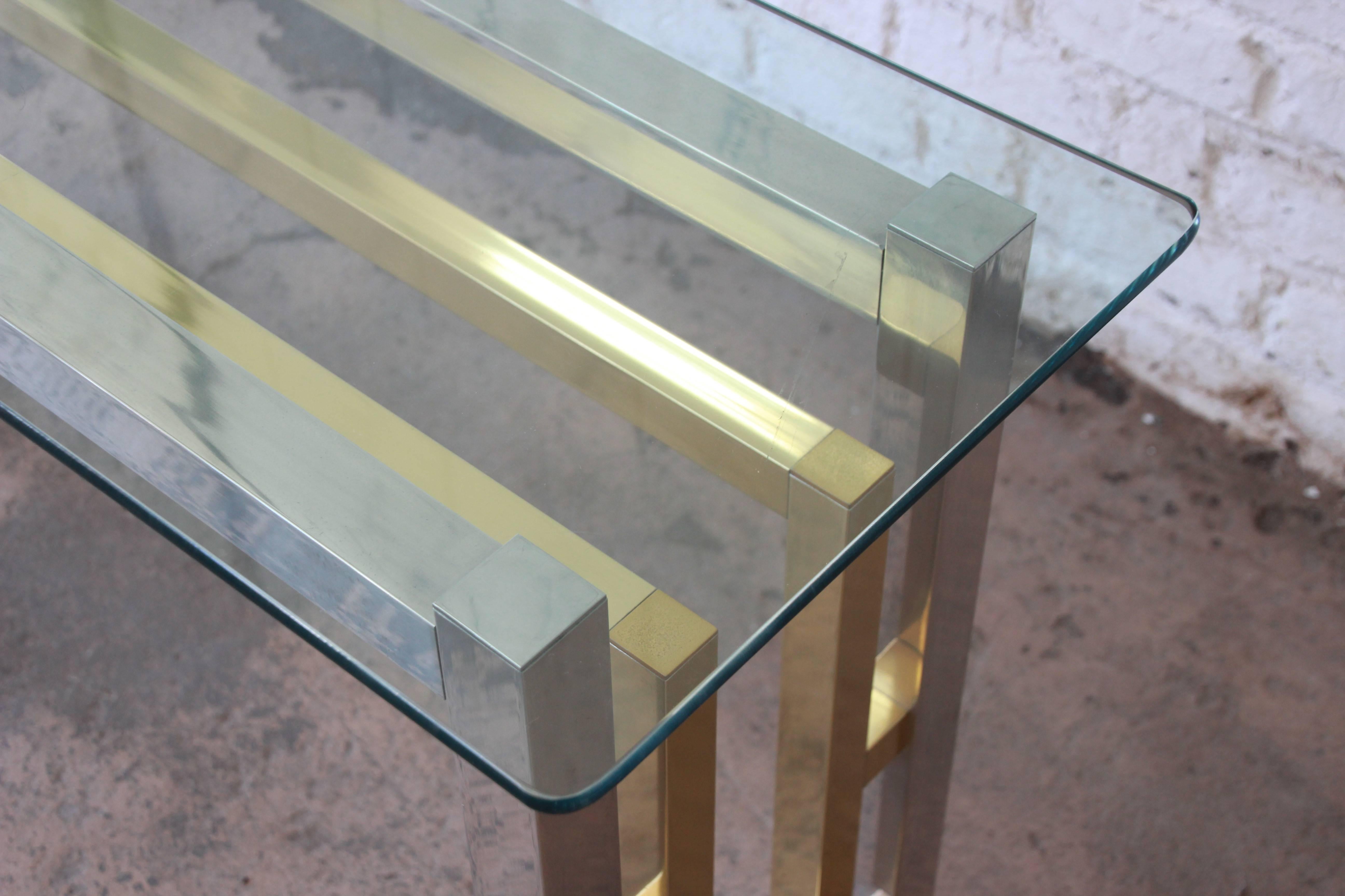 Chrome and Brass Console Table in the Style of Romeo Rega 2