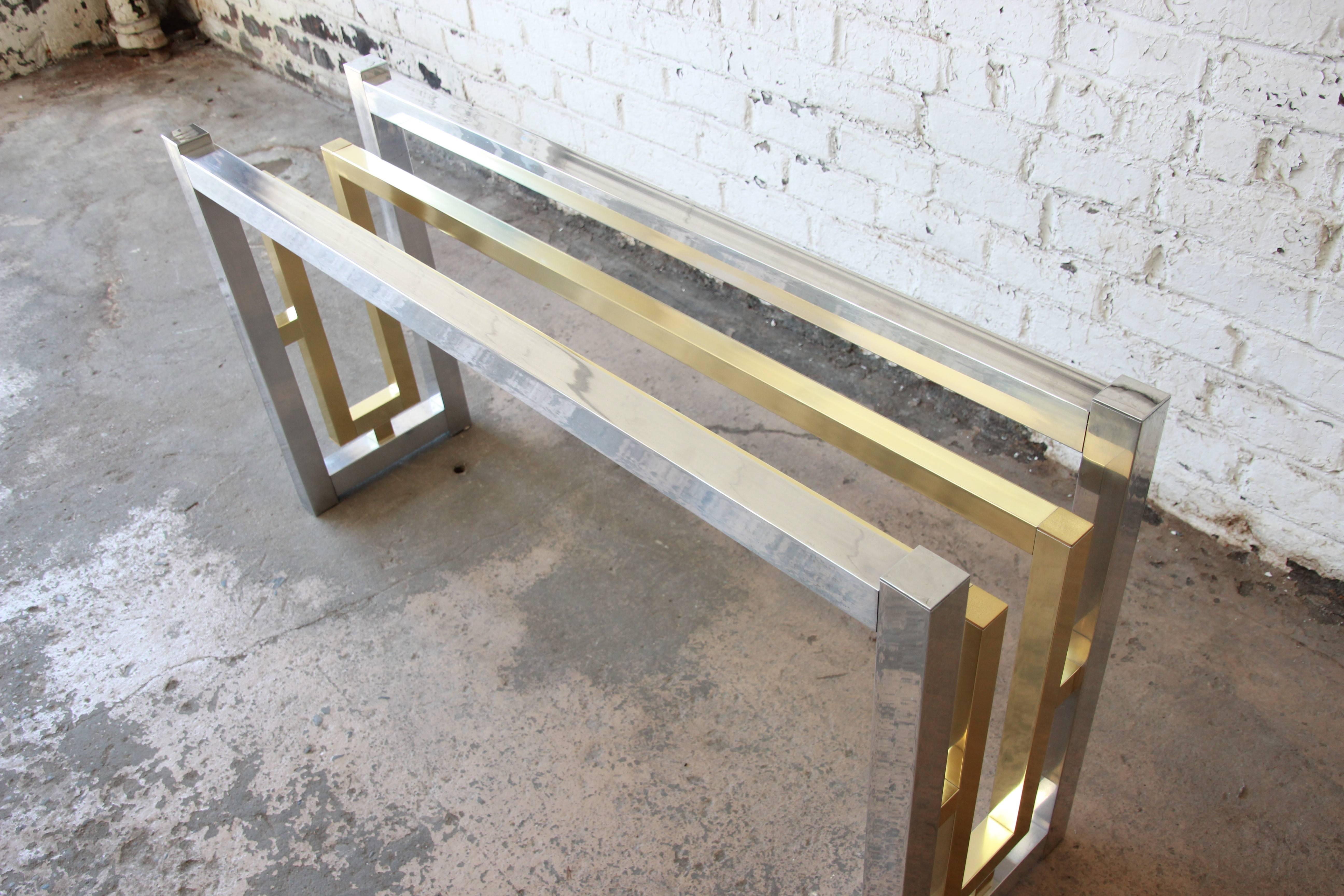 Chrome and Brass Console Table in the Style of Romeo Rega 3