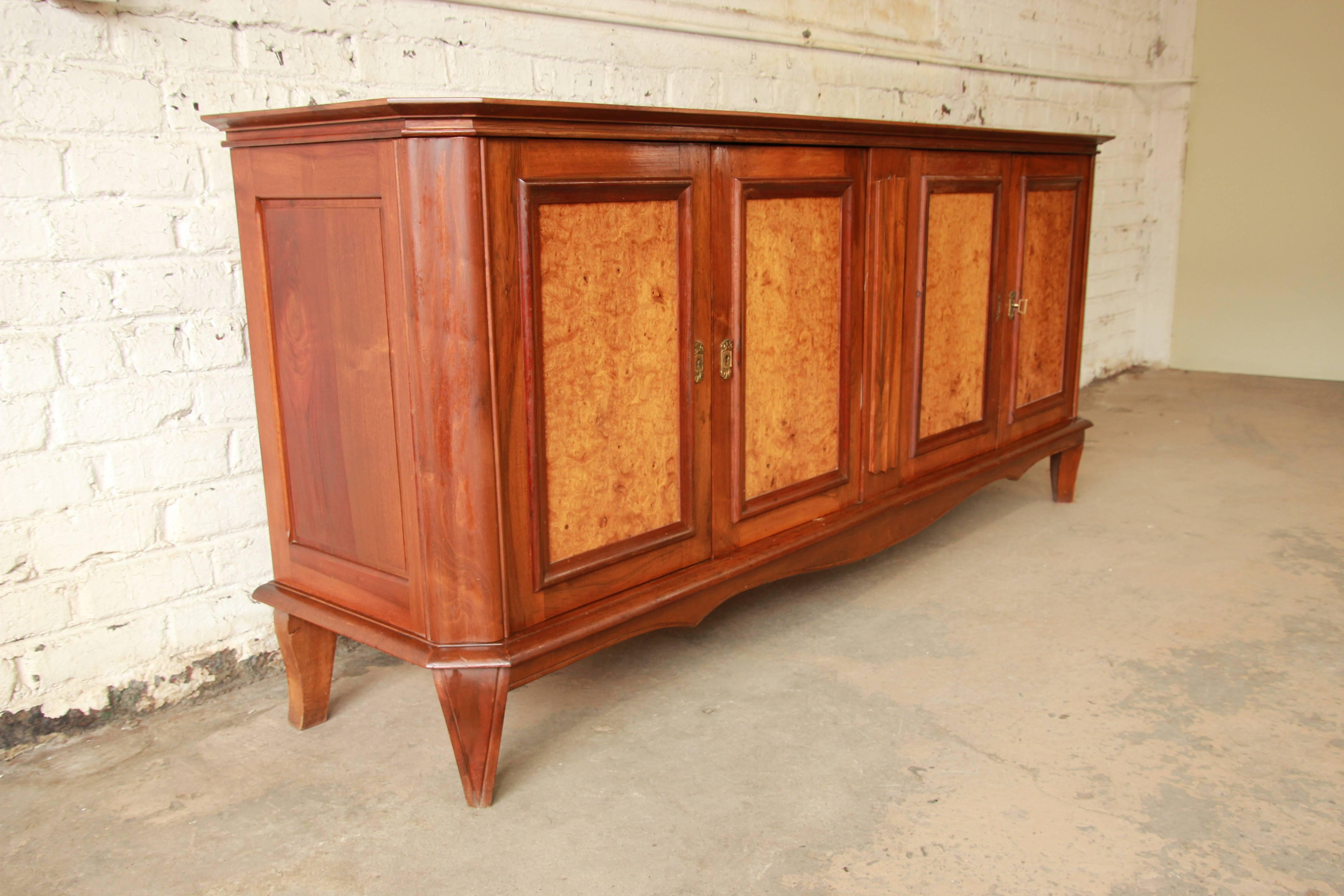 Louis XVI Vintage French Burled and Inlaid Maple Sideboard