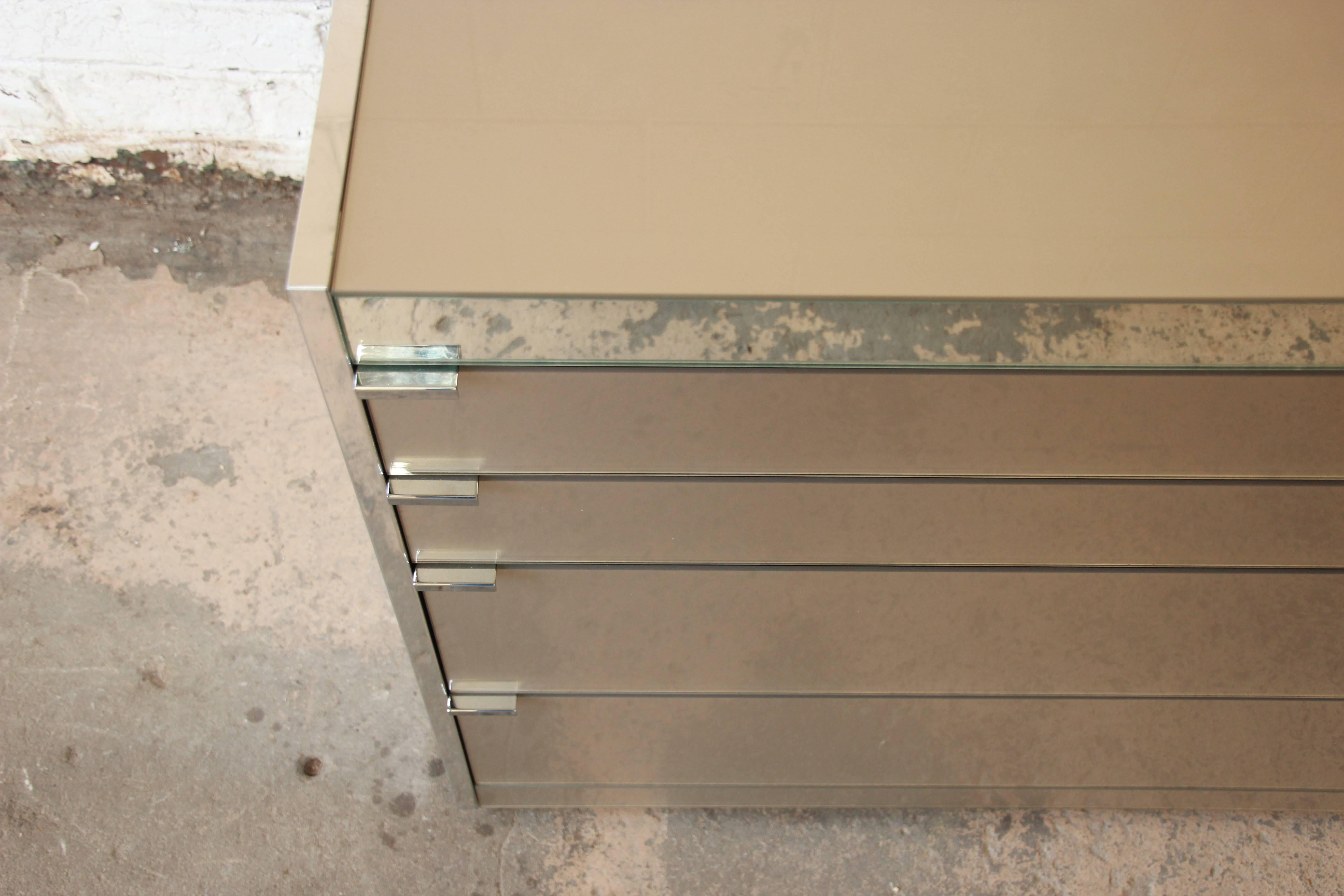 Guy Barker for Ello Mid-Century Mirrored Chest of Drawers In Good Condition In South Bend, IN