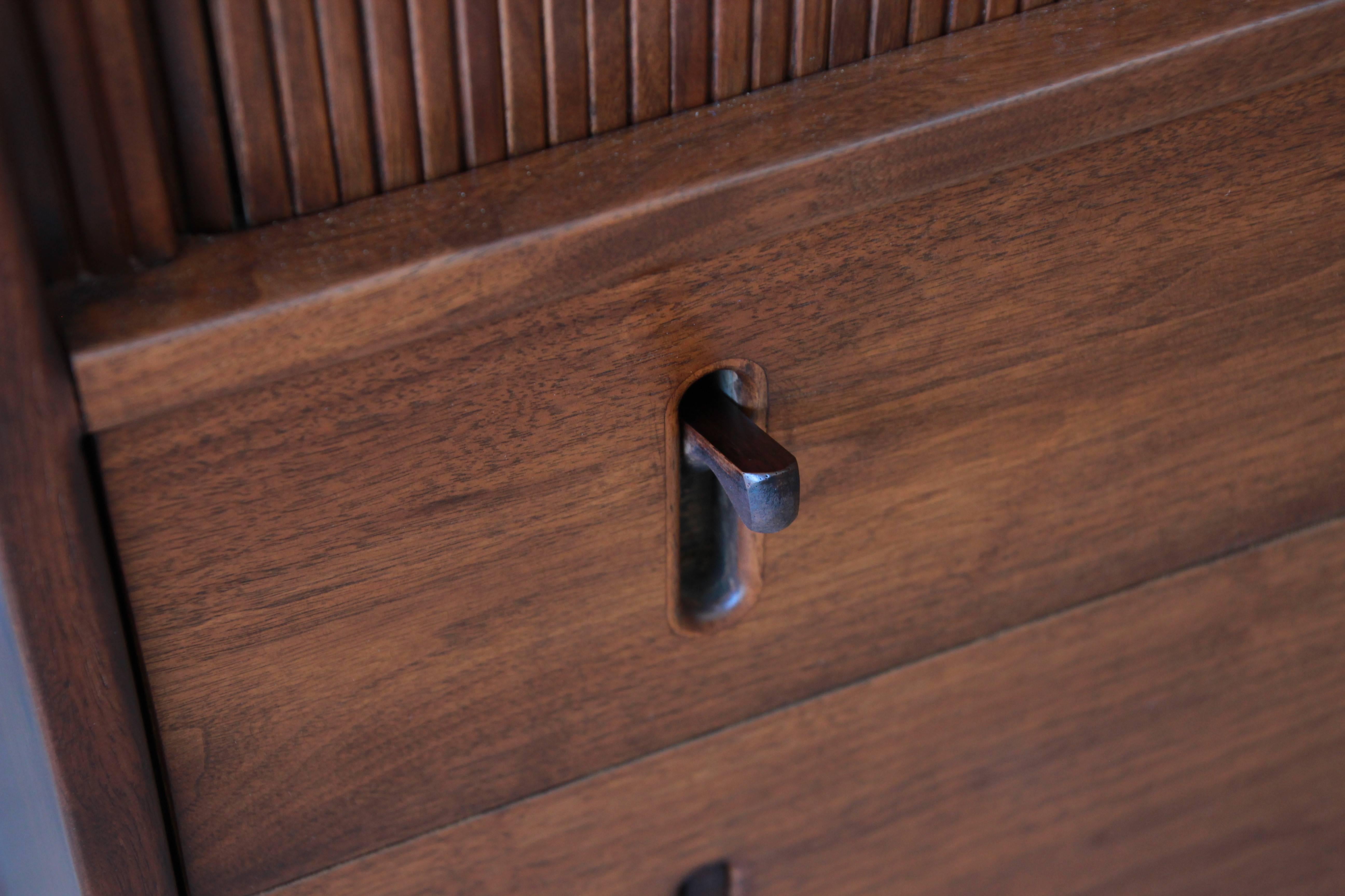 Glenn of California Walnut & Rosewood Tambour Door Highboy by Richard Thompson 3