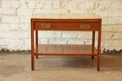 Gerry Zanck for Gregori Mid-Century Walnut and Travertine Side Table