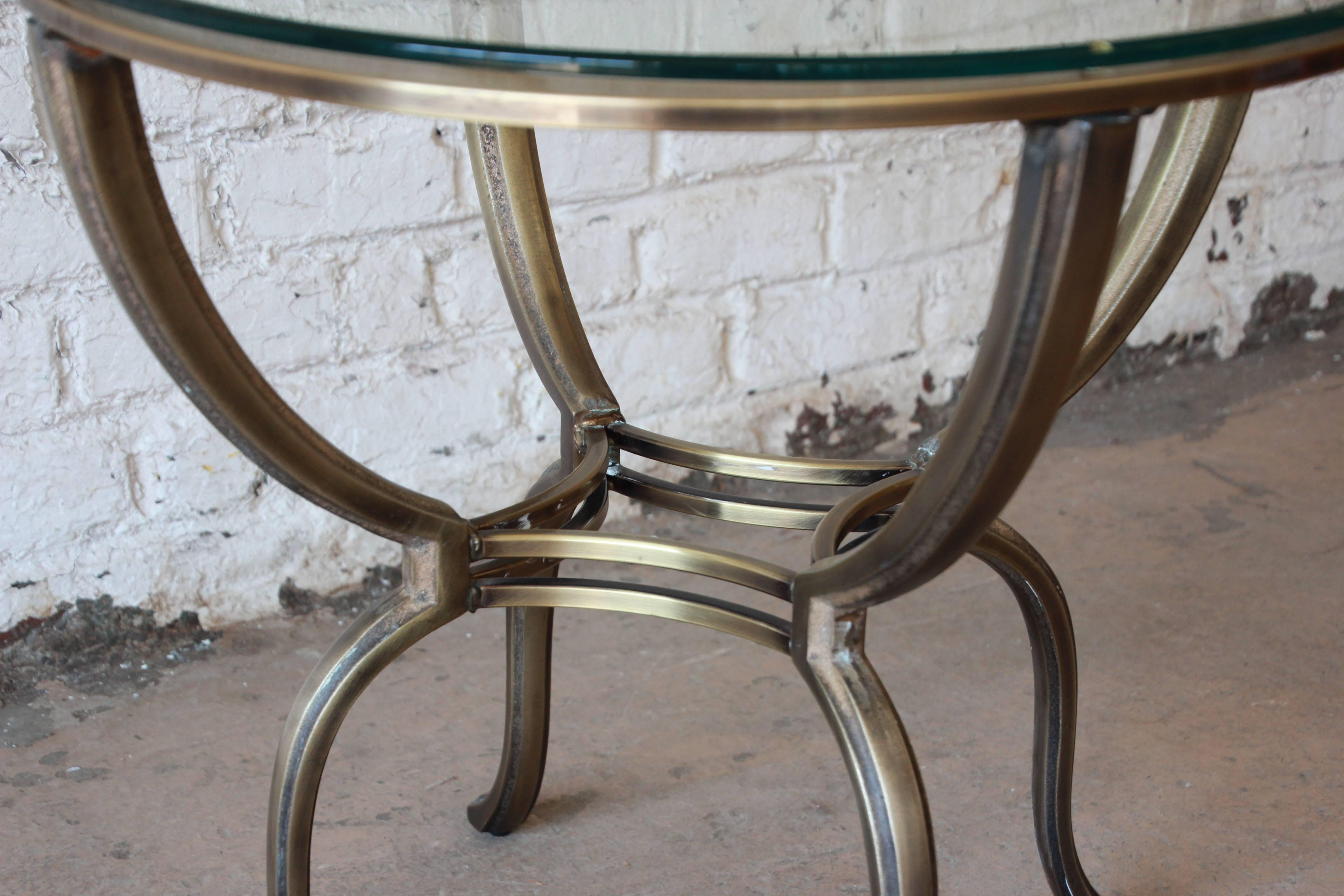 Mastercraft Brass and Glass Round Side Table In Good Condition In South Bend, IN