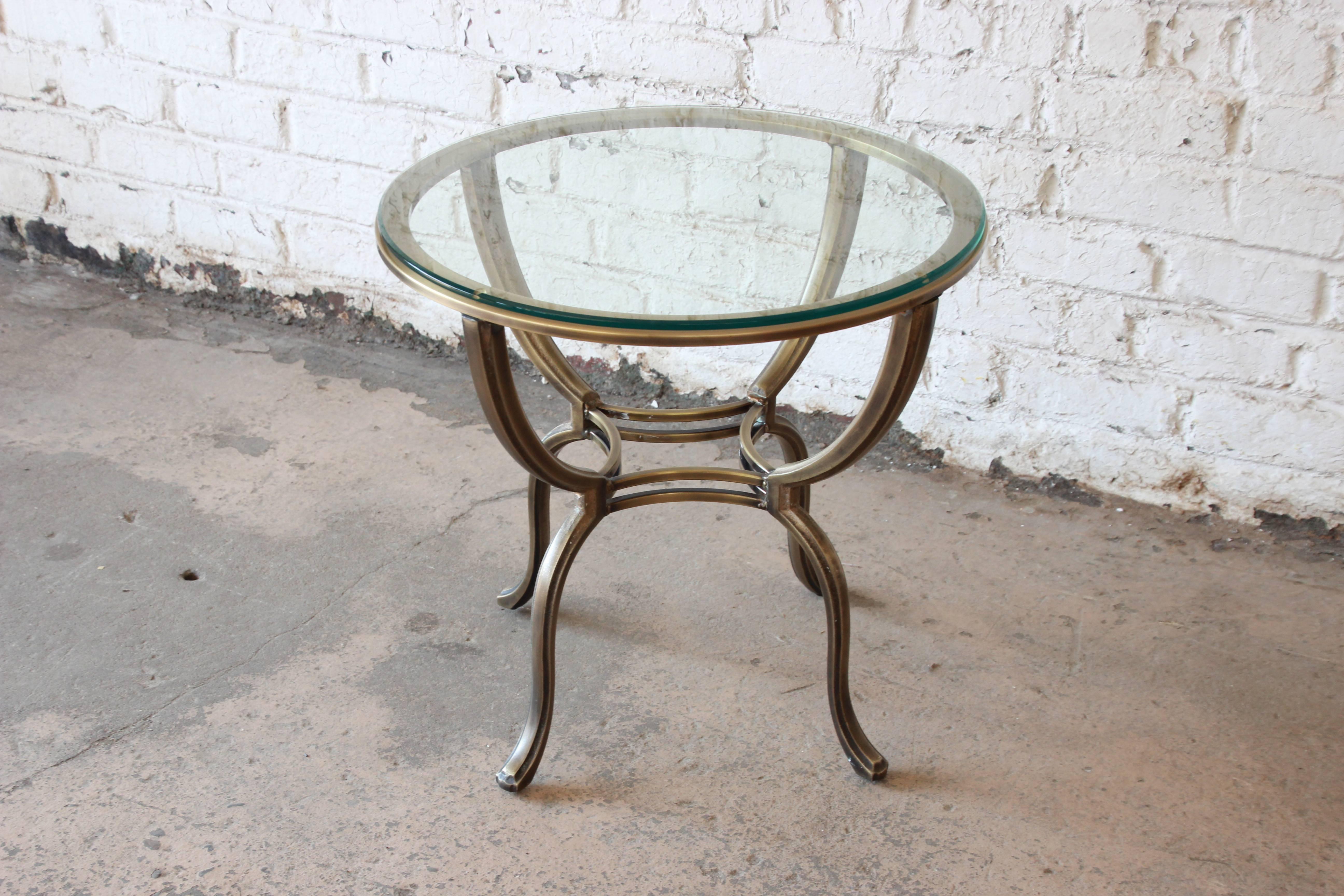 Mastercraft Brass and Glass Round Side Table 1